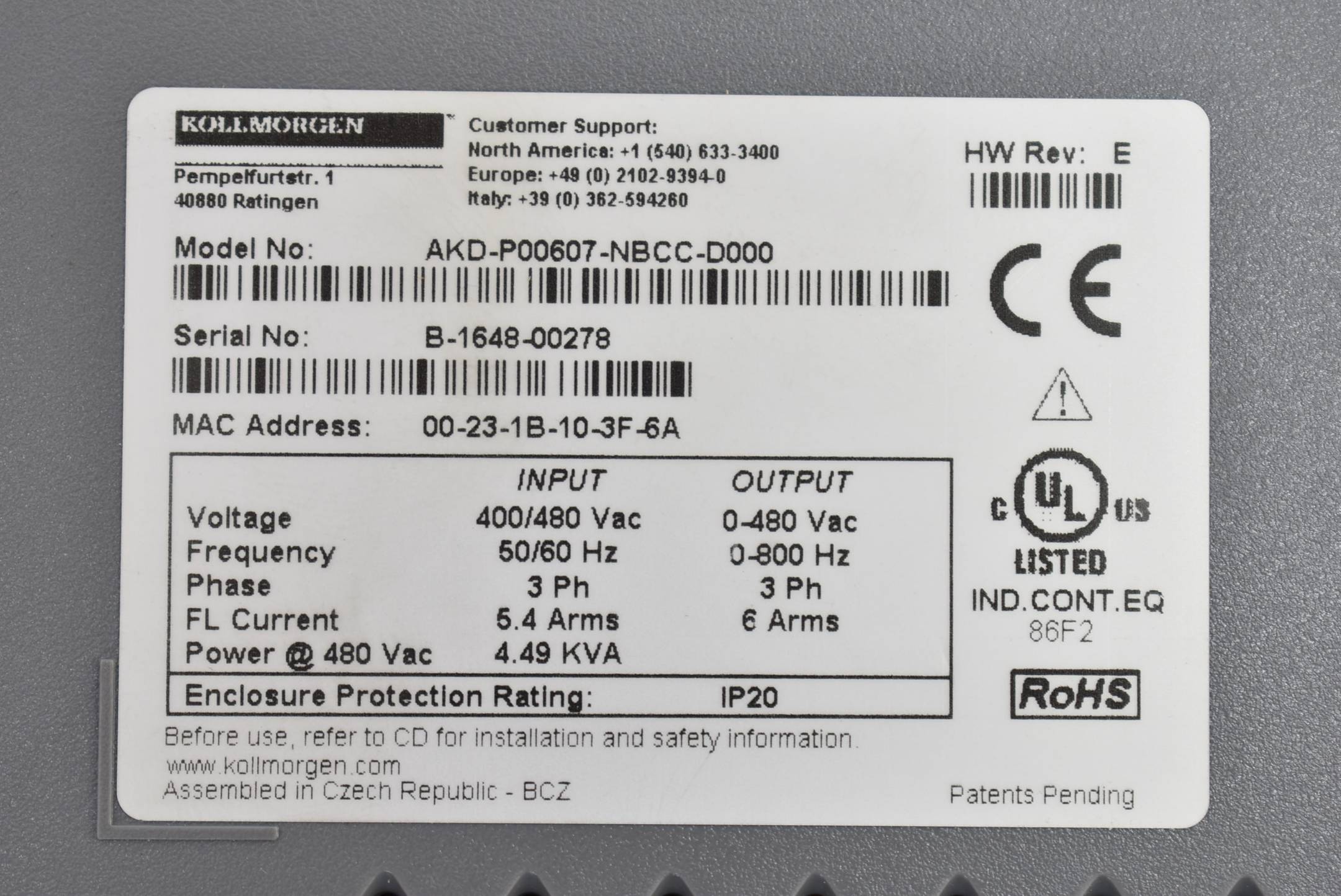 Kollmorgen AKD Basic programmierbarer Servoregler AKD-P00607-NBCC-D000