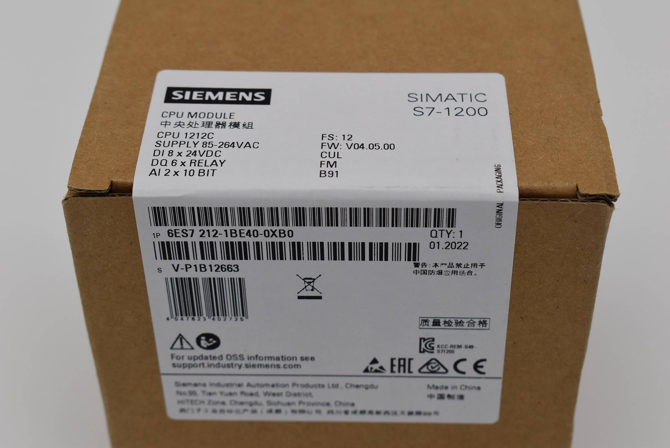 Siemens simatic S7-1200 CPU 1212C 6ES7212-1BE40-0XB0 ( 6ES7 212-1BE40-0XB0 )