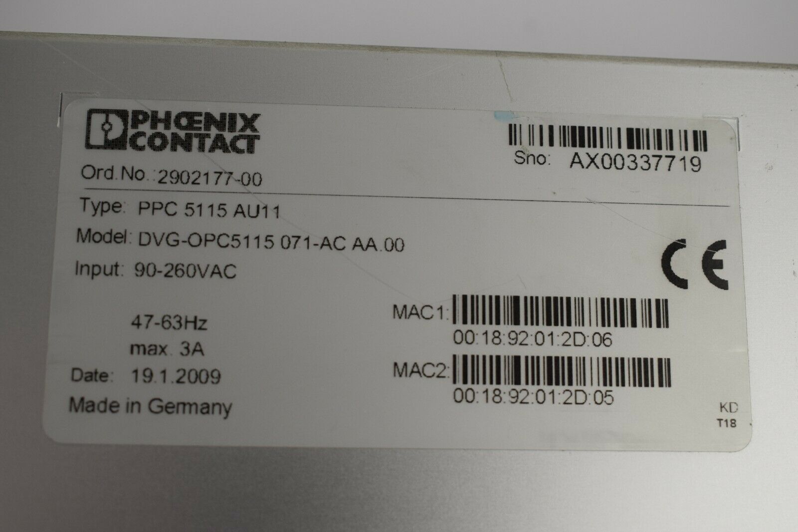 Phoenix Contact Panel PPC 5115 AU11 DVG-OPC5115 071-AC AA.00