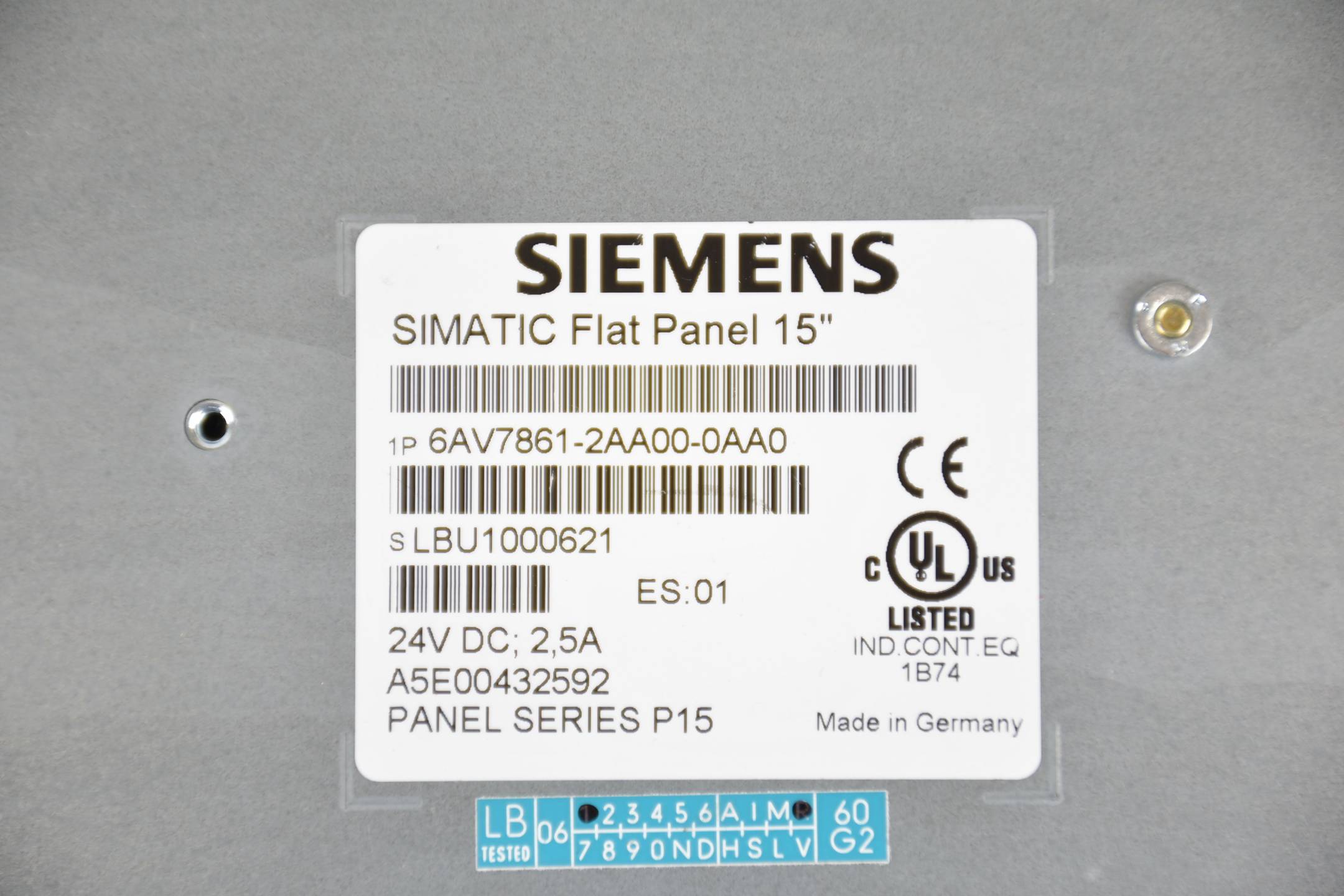 Siemens Flat Panel FP77-15 15" TFT 6AV7861-2AA00-0AA0 ( 6AV7 861-2AA00-0AA0 ) E1