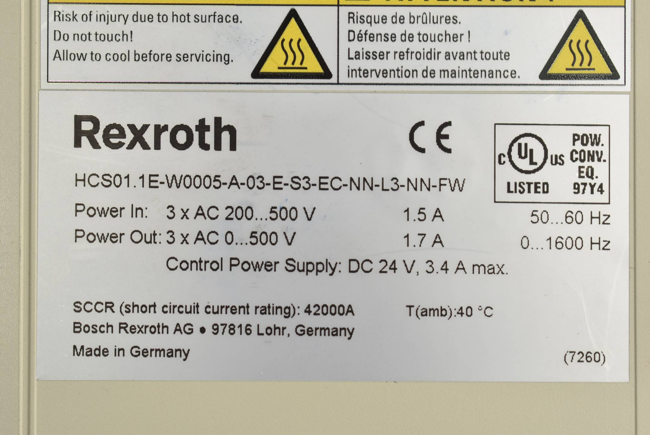Rexroth IndraDrive Umrichter HCS01.1E-W0005-A-03-E-S3-EC-NN-L3-NN-FW