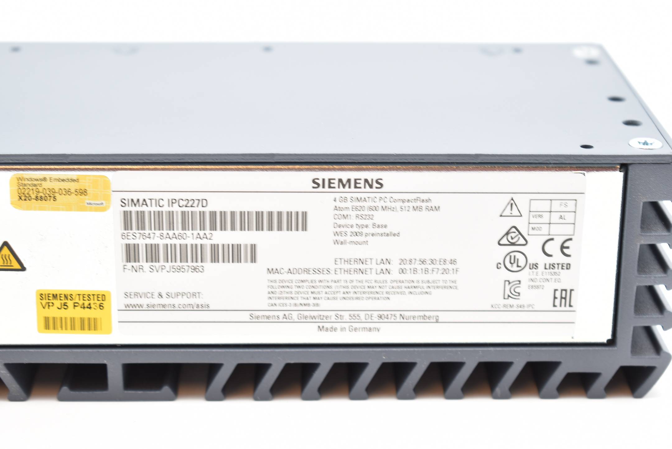 Siemens simatic Box PC IPC227D 6ES7 647-8AA60-1AA2( 6ES7647-8AA60-1AA2 ) E. AL