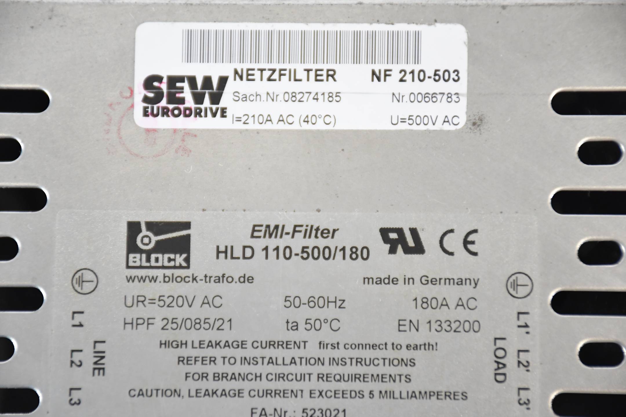 SEW Eurodrive Netzfilter NF 210-503