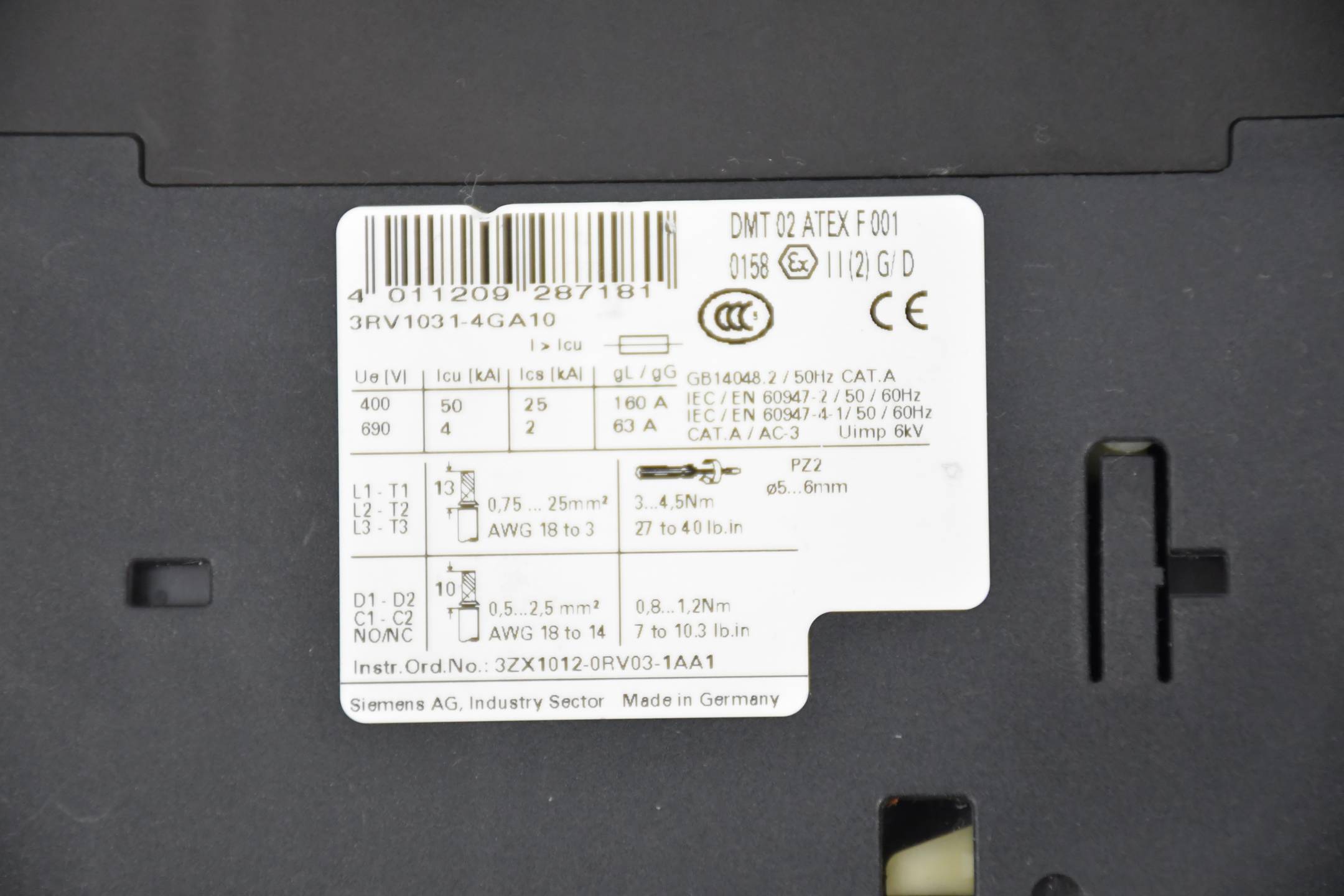 Siemens Sirius Leistungsschalter 3RV1031-4GA10 ( 3RV1 031-4GA10 )