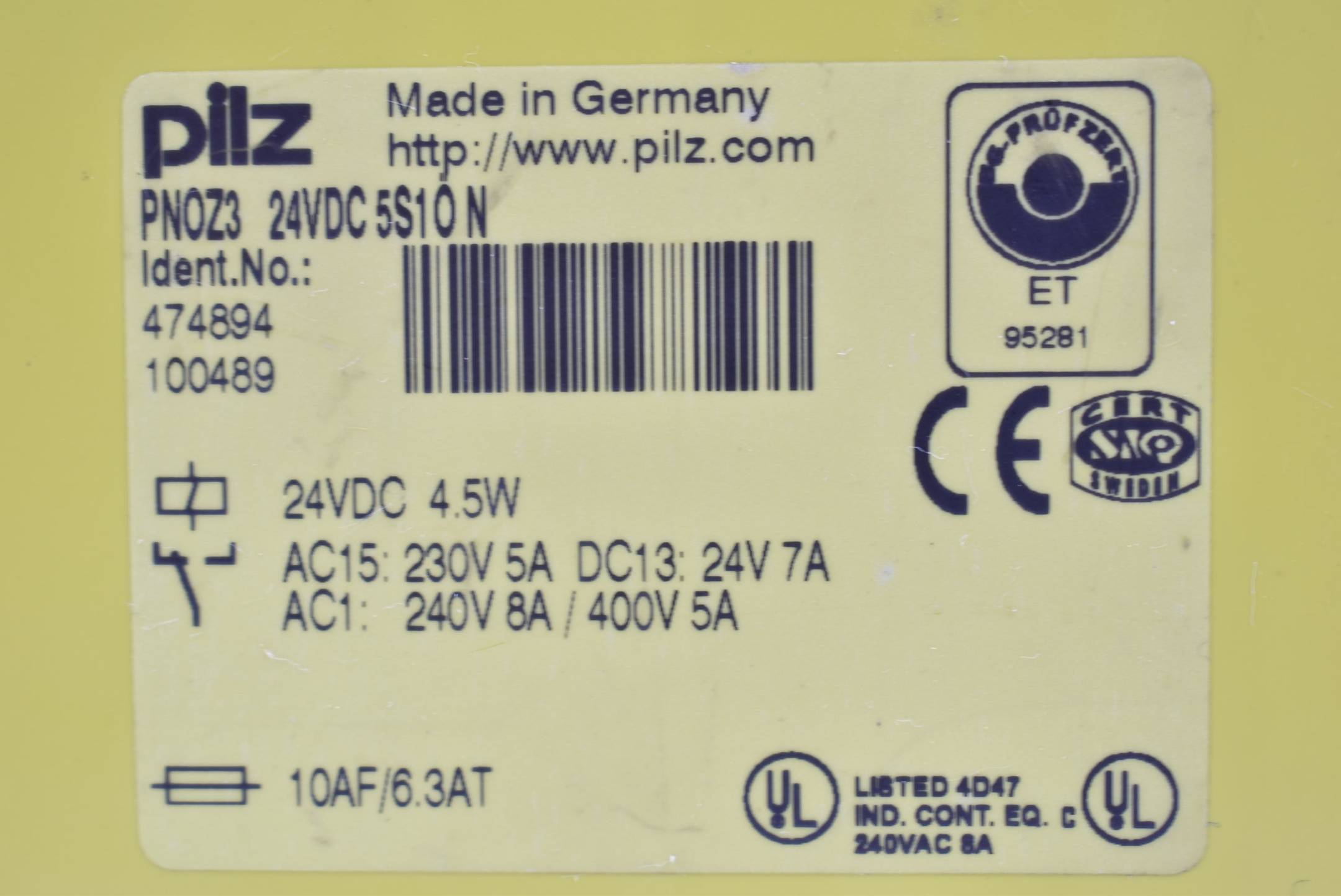 Pilz Sicherheitsschaltgerät 4,5W PNOZ3 24VDC 5S1ÖN ( 474894 )