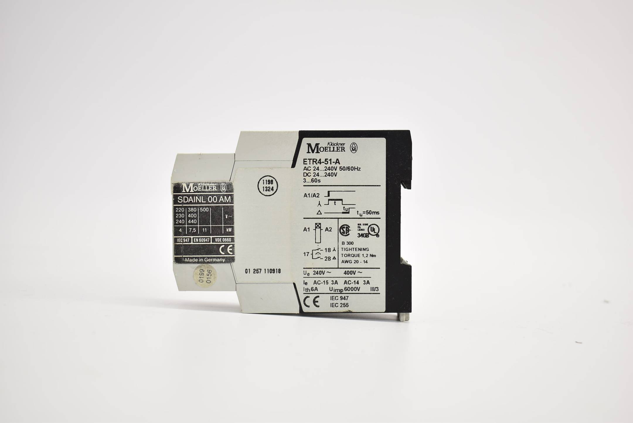 Klöckner Möller Timing Relay AC 24 50/60Hz 240 V ETR4-51-A 