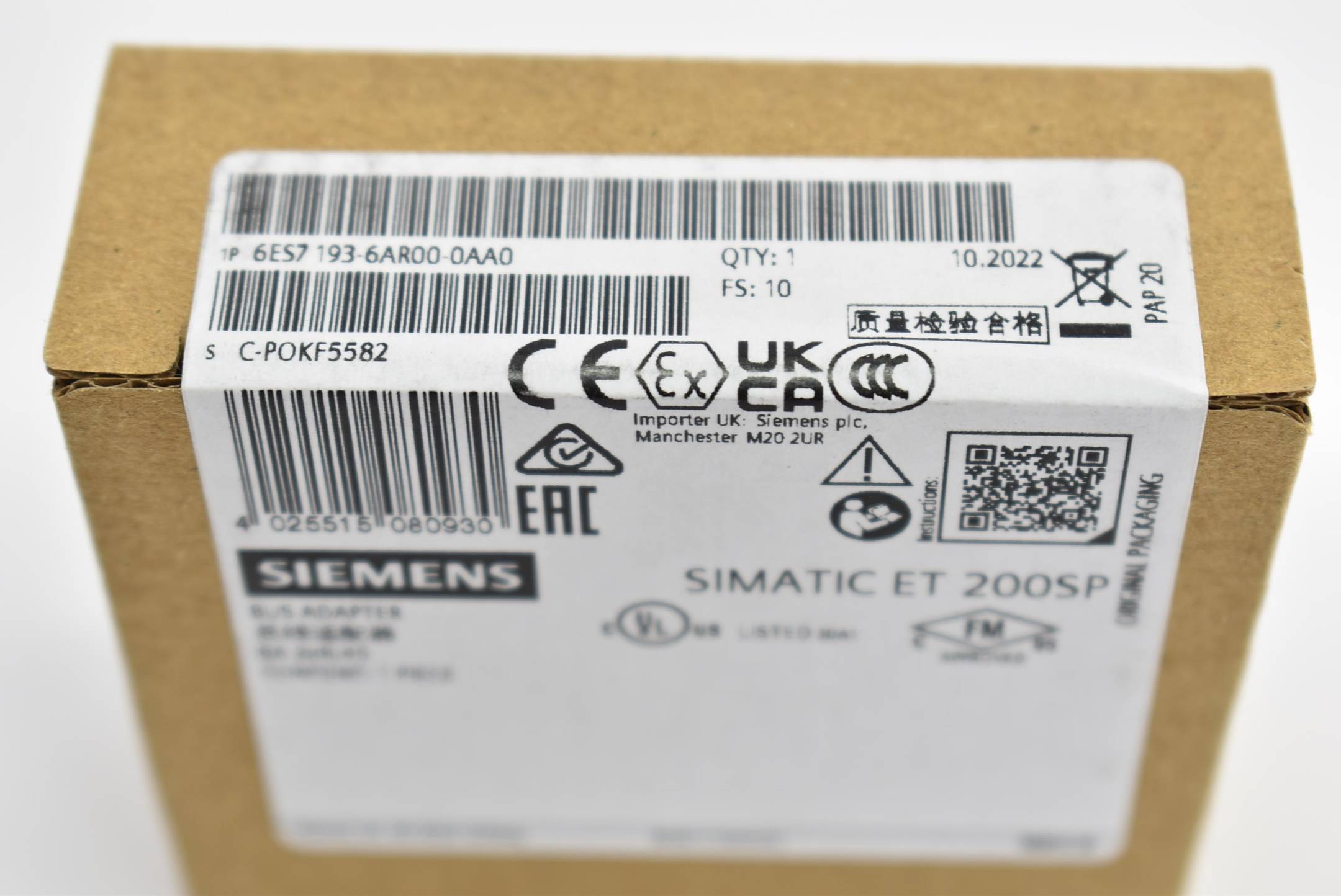 Siemens simatic ET 200SP 6ES7 193-6AR00-0AA0 ( 6ES7193-6AR00-0AA0 ) E10