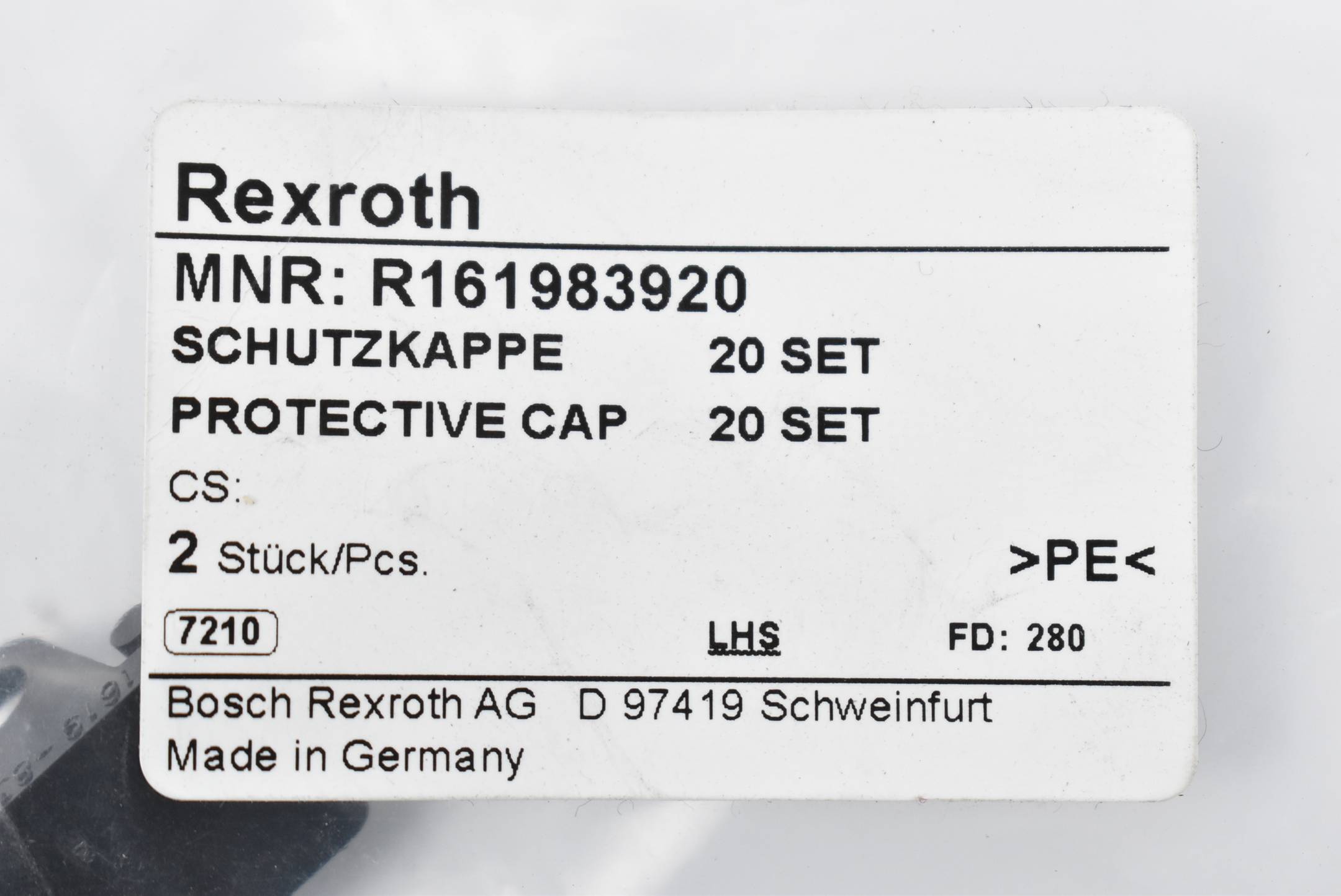 Rexroth Schutzkappenset für Kugelschienenführung R161983920 ( VE 2 Stück )