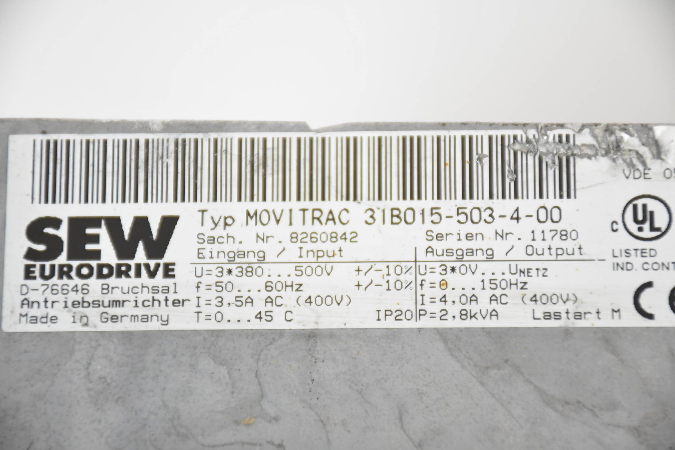 SEW Eurodrive movitrac® 31C Frequenzumrichter 31B015-503-4-00 ( 8260842 )