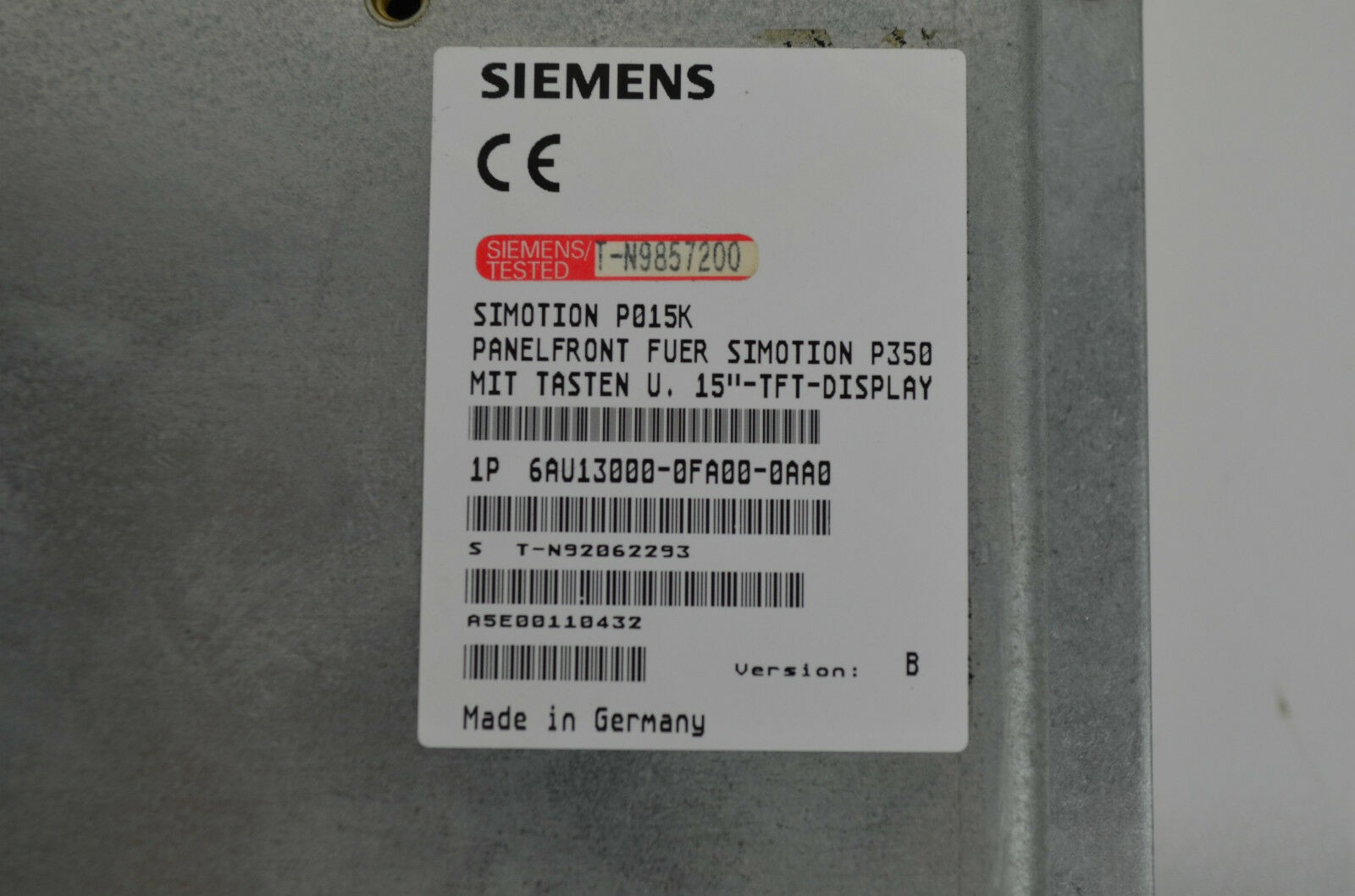 Siemens simotion P015K Panelfront 15'' 6AU13000-0FA00-0AA0 ( 6AU1 300-0FA00-0AA0 ) Siemens simotion P015K Panelfront 15'' 6AU13000-0FA00-0AA0 ( 6AU1 300-0FA00-0AA0 )