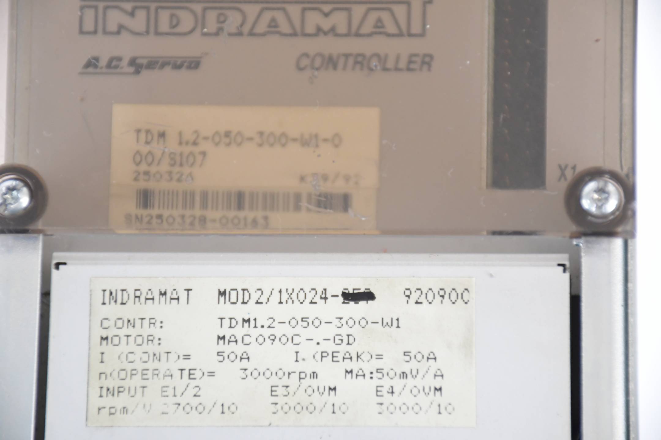 Indramat Rexroth AC Servo TDM 1.2-050-300-W1-0000 ( TDM1.2-050-300-W1 ) inkl.Mod