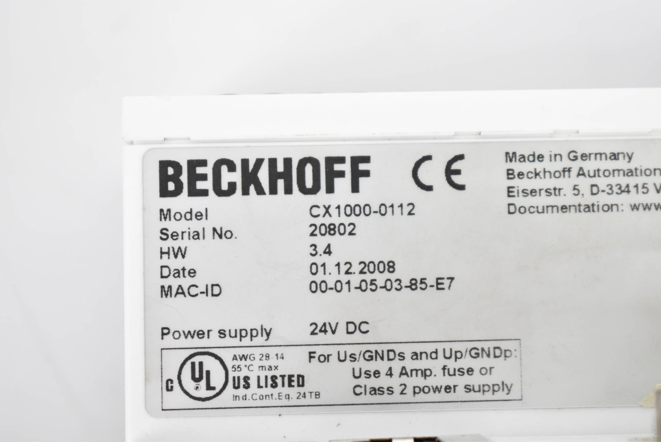 Beckhoff CX1000-0112 + CX1000-COOL + CX1000-N000 + CX1000-N001