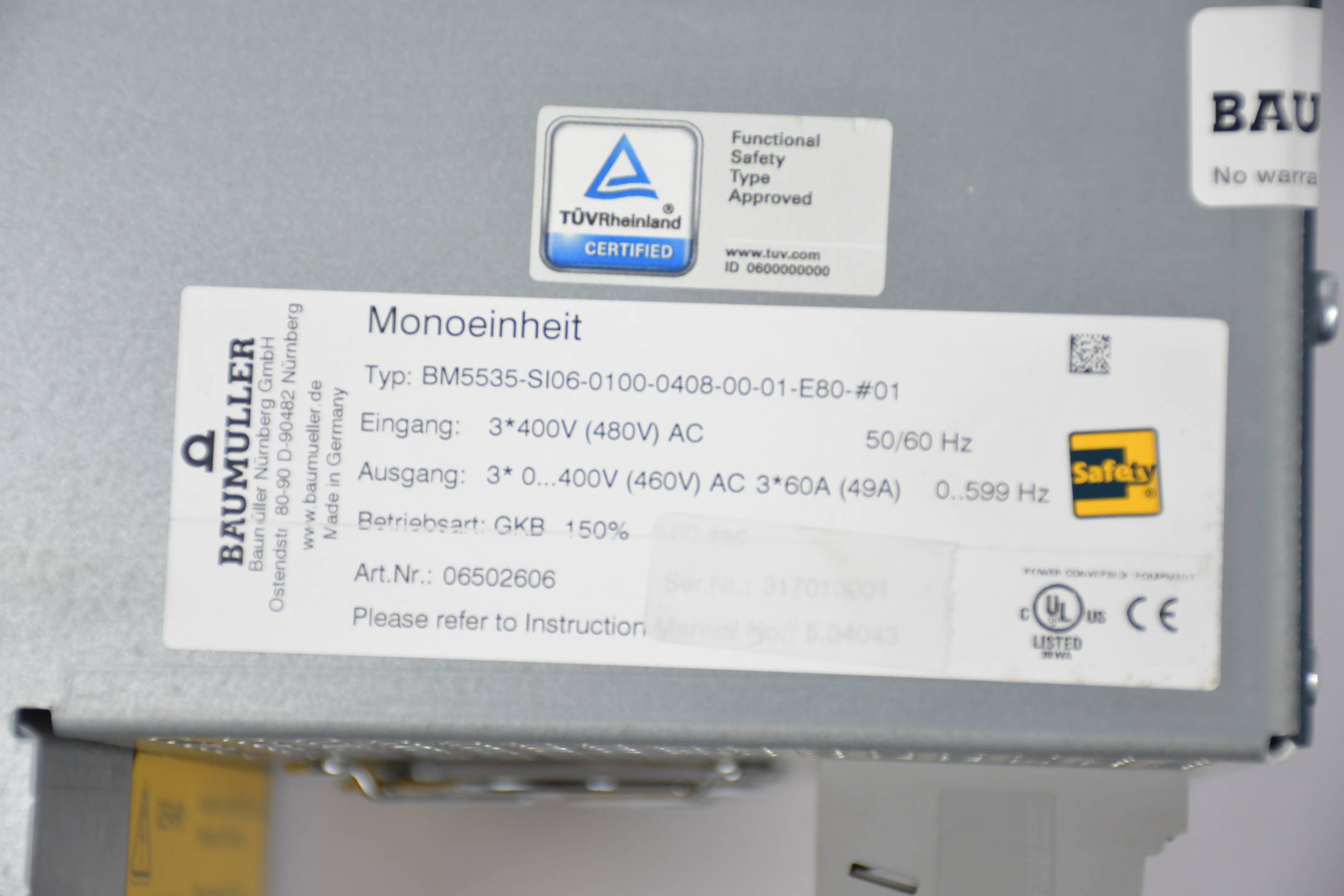 Baumüller Nürnberg Monoeinheit BM5535-SI06-0100-0408-00-01-E80-#01