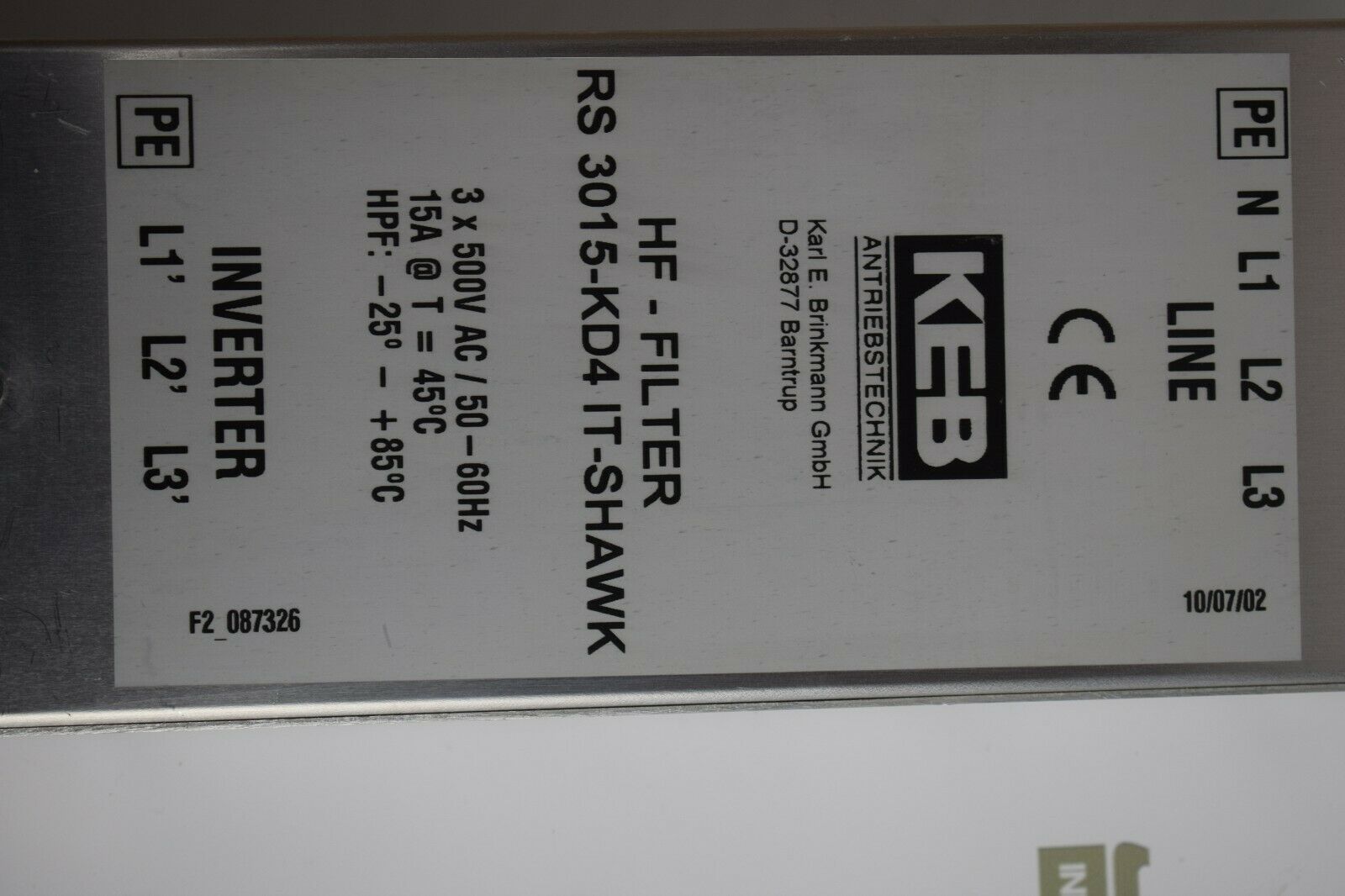 KEB HF-Filter RS 3015-KD4 IT-SHAWK