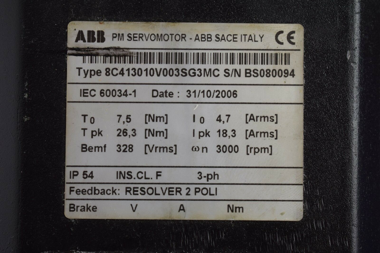 ABB PM Servomotor 8C413010V003SG3MC