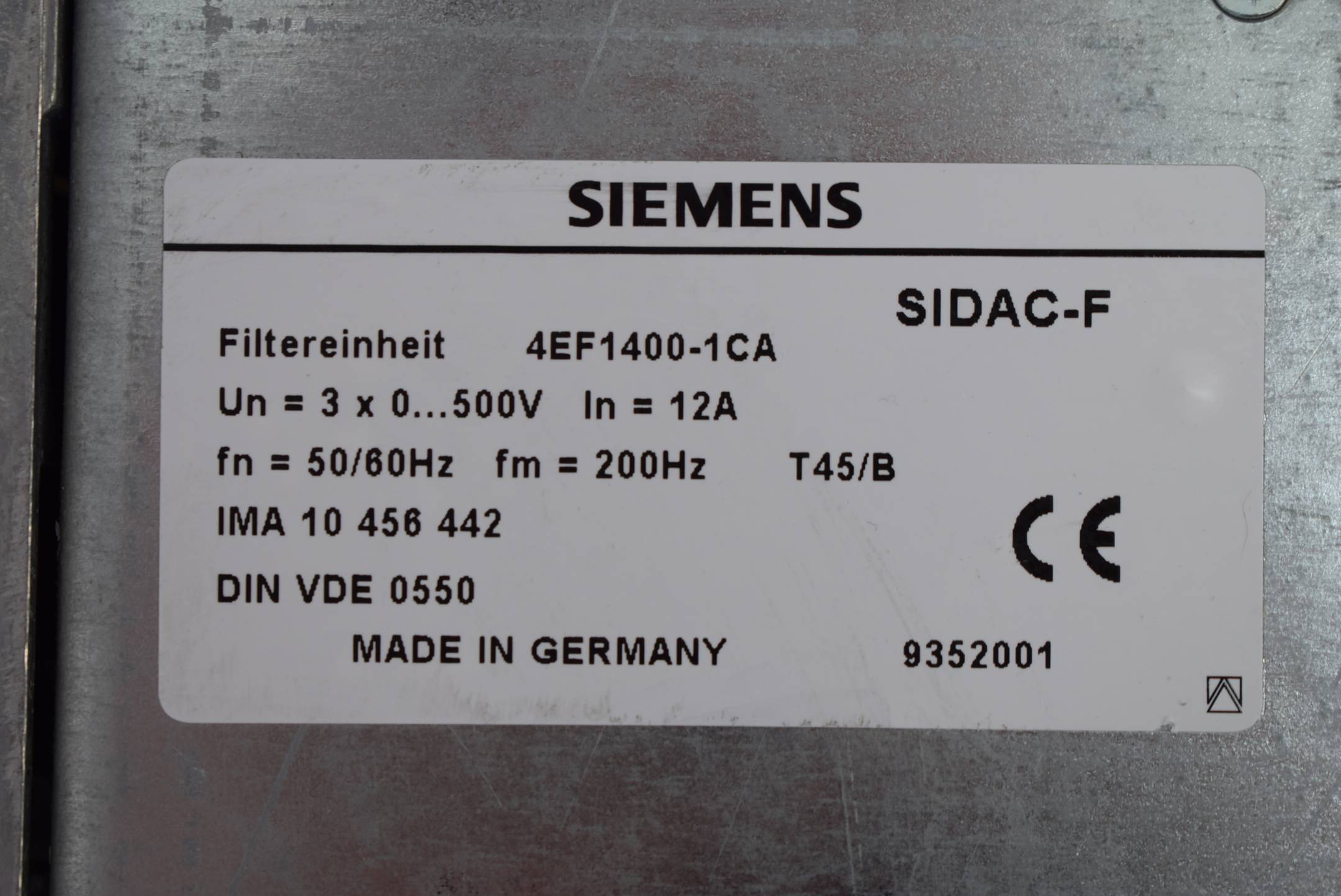 KEB F4 Combivert 10.F4.C1D-4M00/1.4 Inkl. Siemens SIDAC-F Filter 4EF1400-1CA
