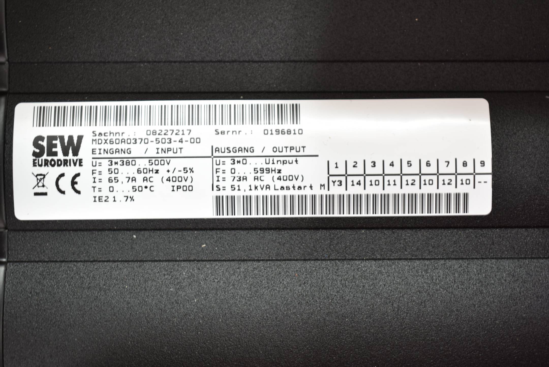 SEW Umrichter MDX61B0370-503-4-0T / DEH11B / DFE32B