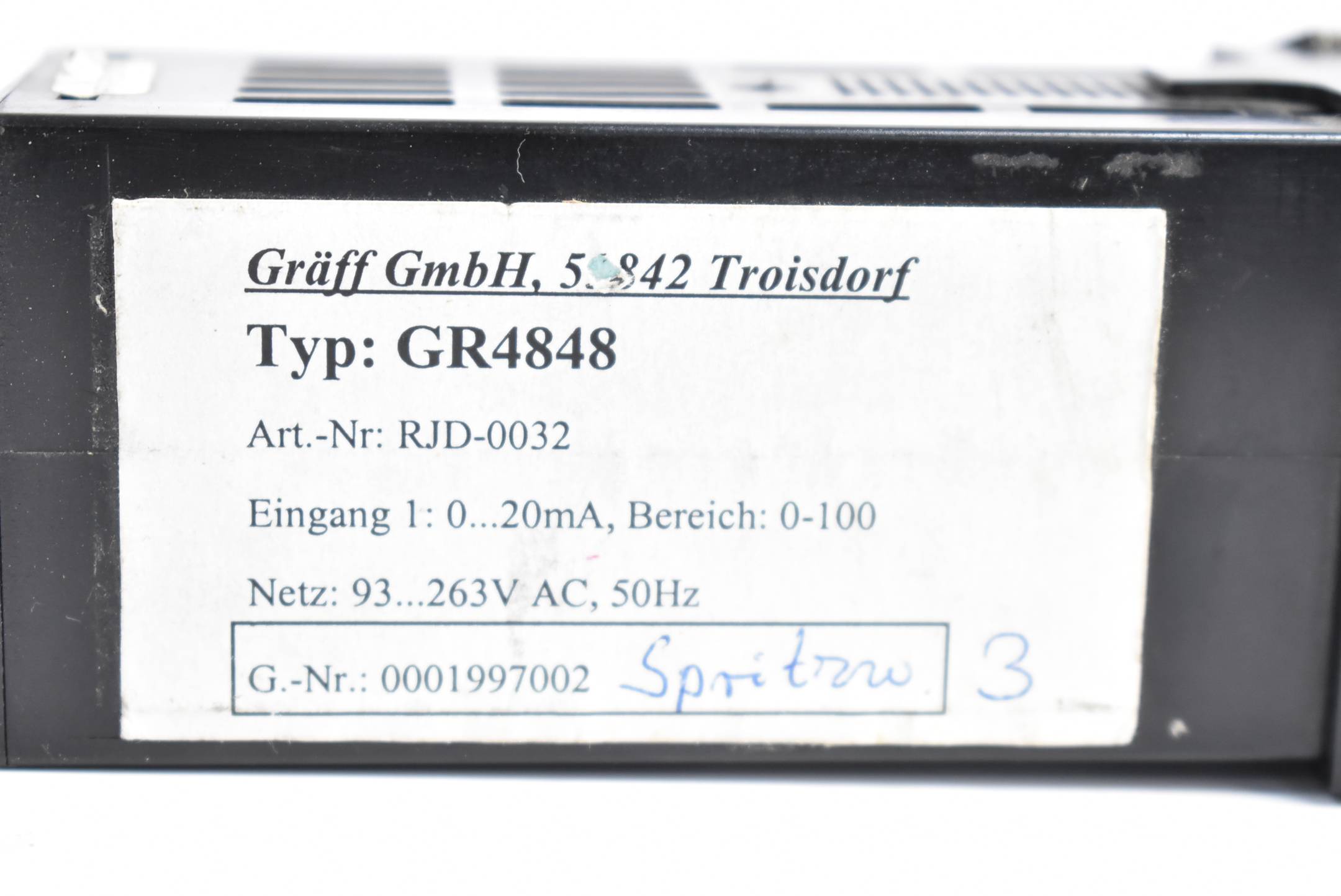 Graeff GR4848 Temperaturregler 93-263VAC 0-20mA ( RJD-0032 )