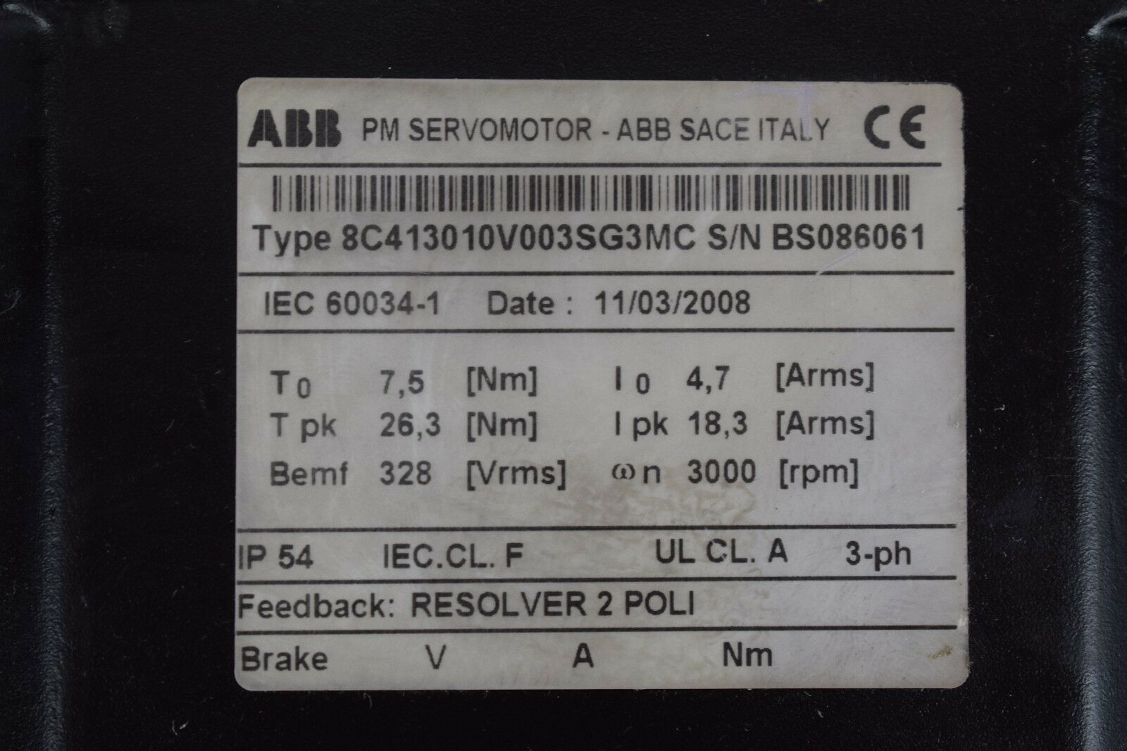 ABB PM Servomotor 8C413010V003SG3MC