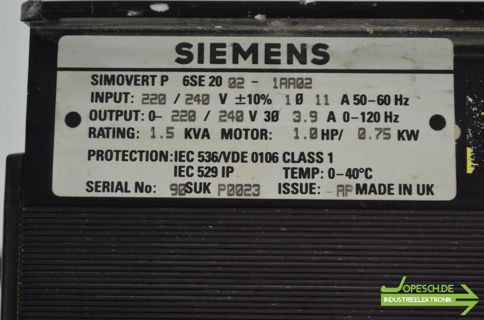 Siemens simovert P 6SE2002-1AA02
