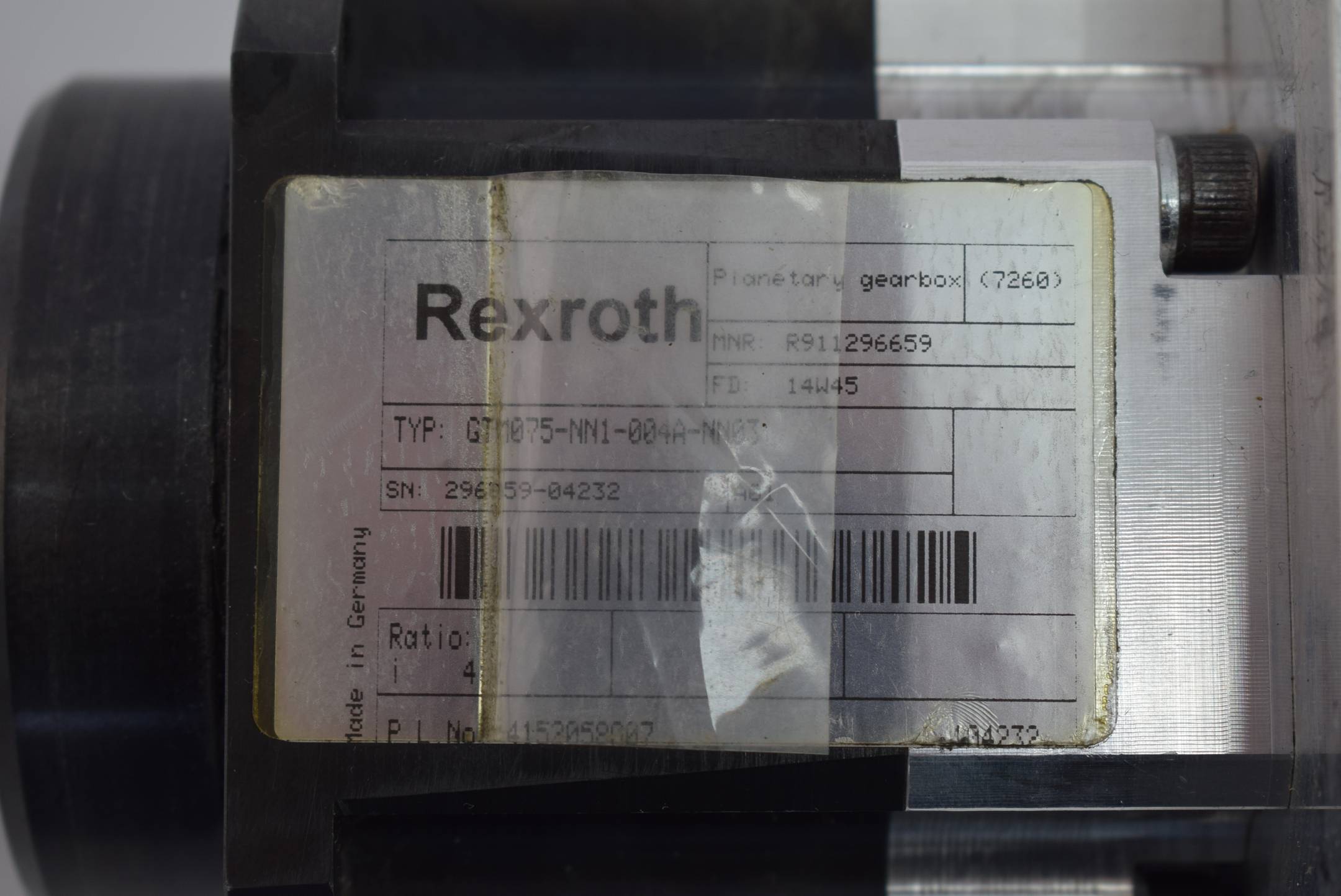 Rexroth Planetory gearbox GTM075-NN1-004A-NN03