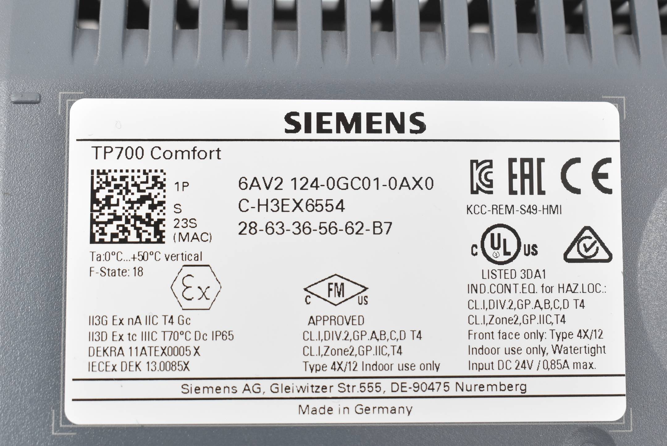 Siemens Simatic HMI TP700 Comfort 6AV2 124-0GC01-0AX0 ( 6AV2124-0GC01-0AX0 ) E18