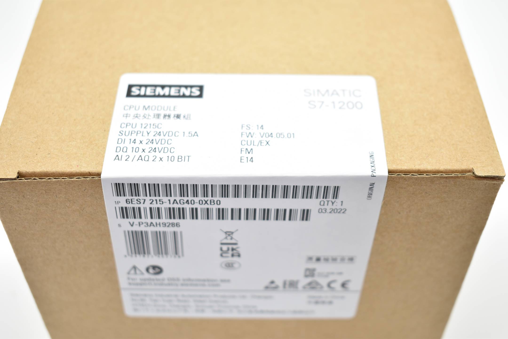 Siemens simatic S7-1200 CPU 1215C 6ES7 215-1AG40-0XB0 ( 6ES7215-1AG40-0XB0 ) E14