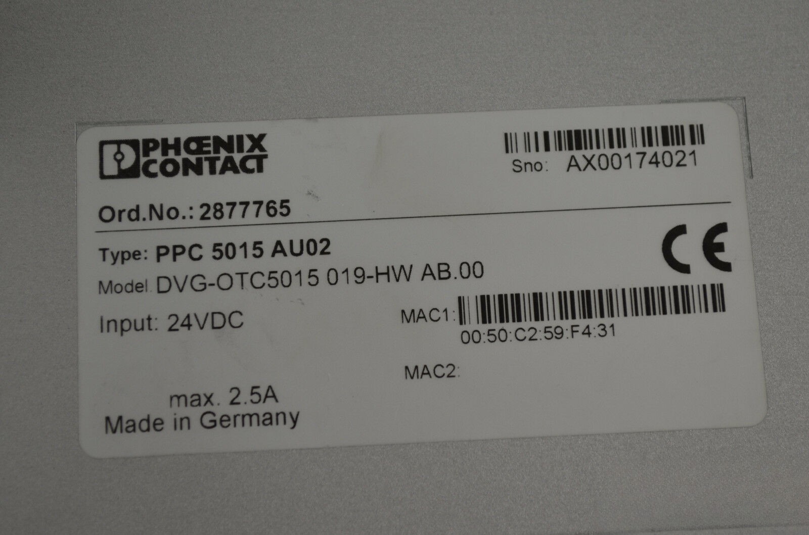 Phoenix Contact PPC 5015 AU02 DVG-OTC5015 019-HW Phoenix Contact PPC 5015 AU02 DVG-OTC5015 019-HW