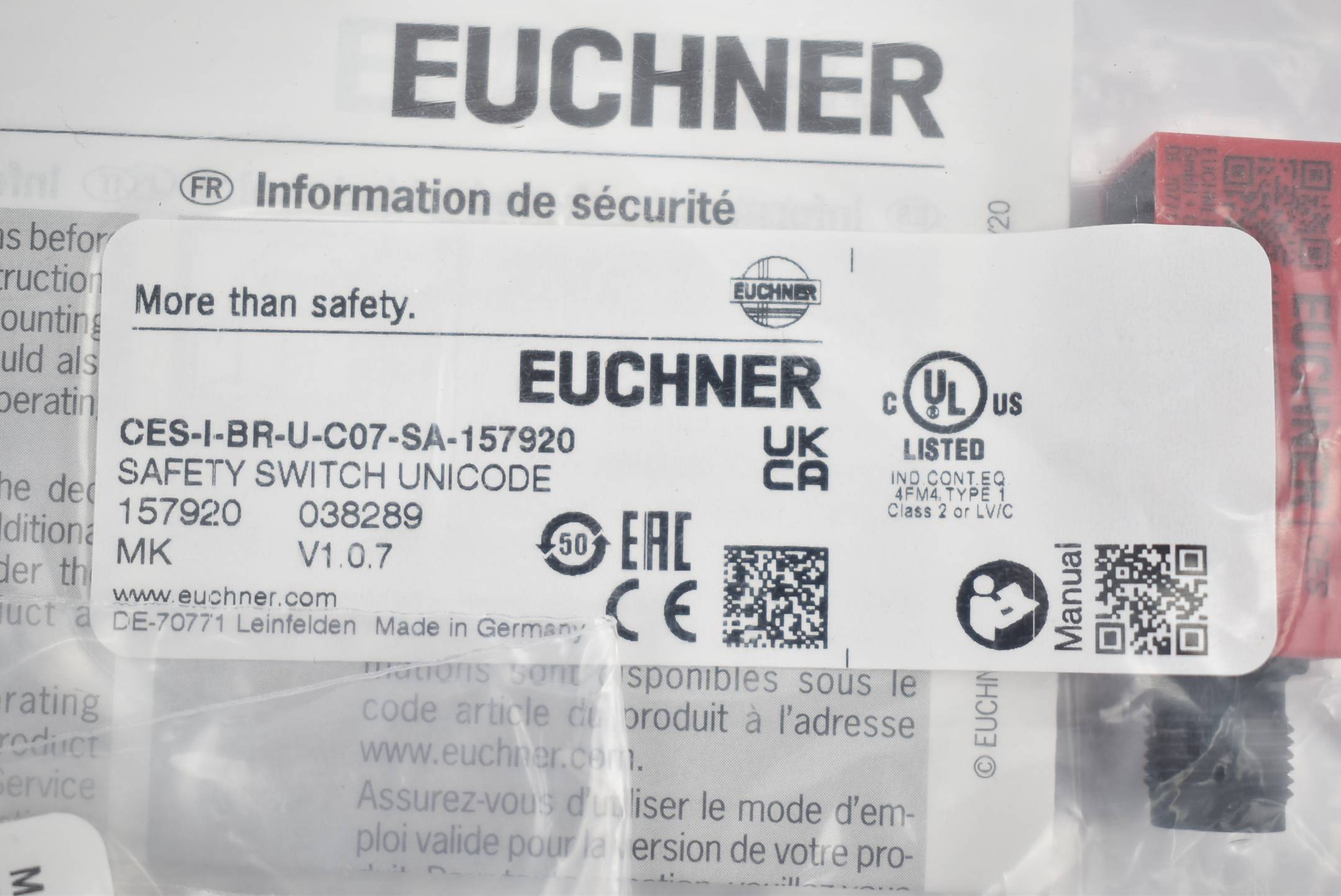 Euchner Safety switch Unicode CES-IA-BR-U-C07-SA-165893 ( 165893 )