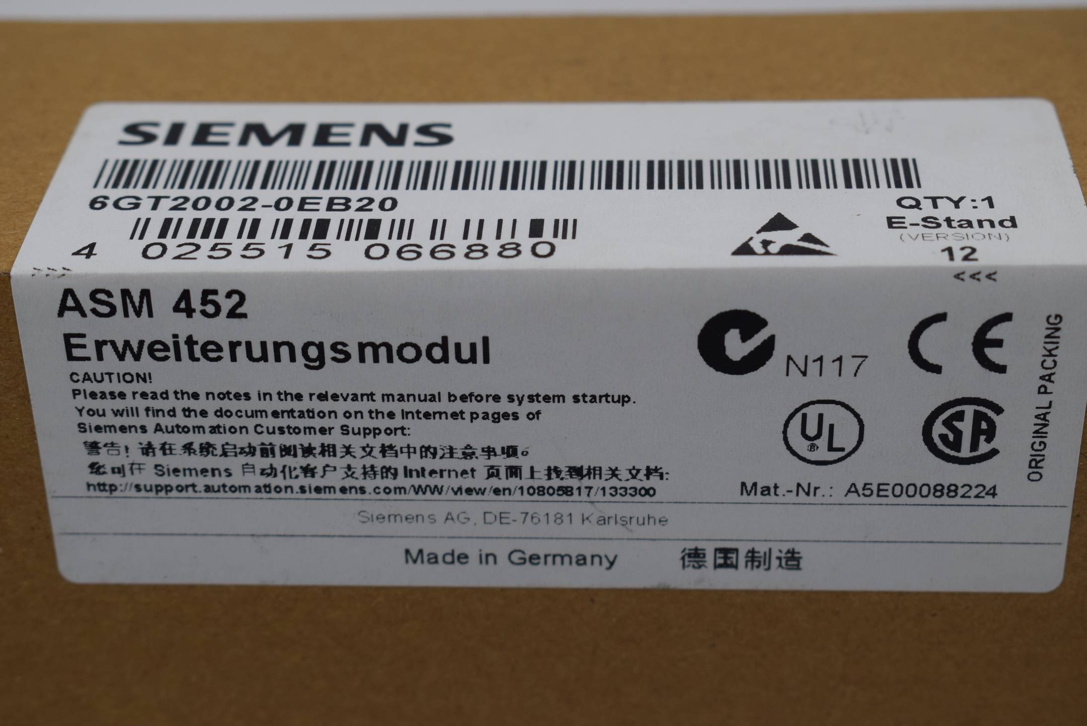 Siemens ASM 452 Erweiterungsmodul 6GT2002-0EB20 ( 6GT2 002-0EB20 ) E. 12