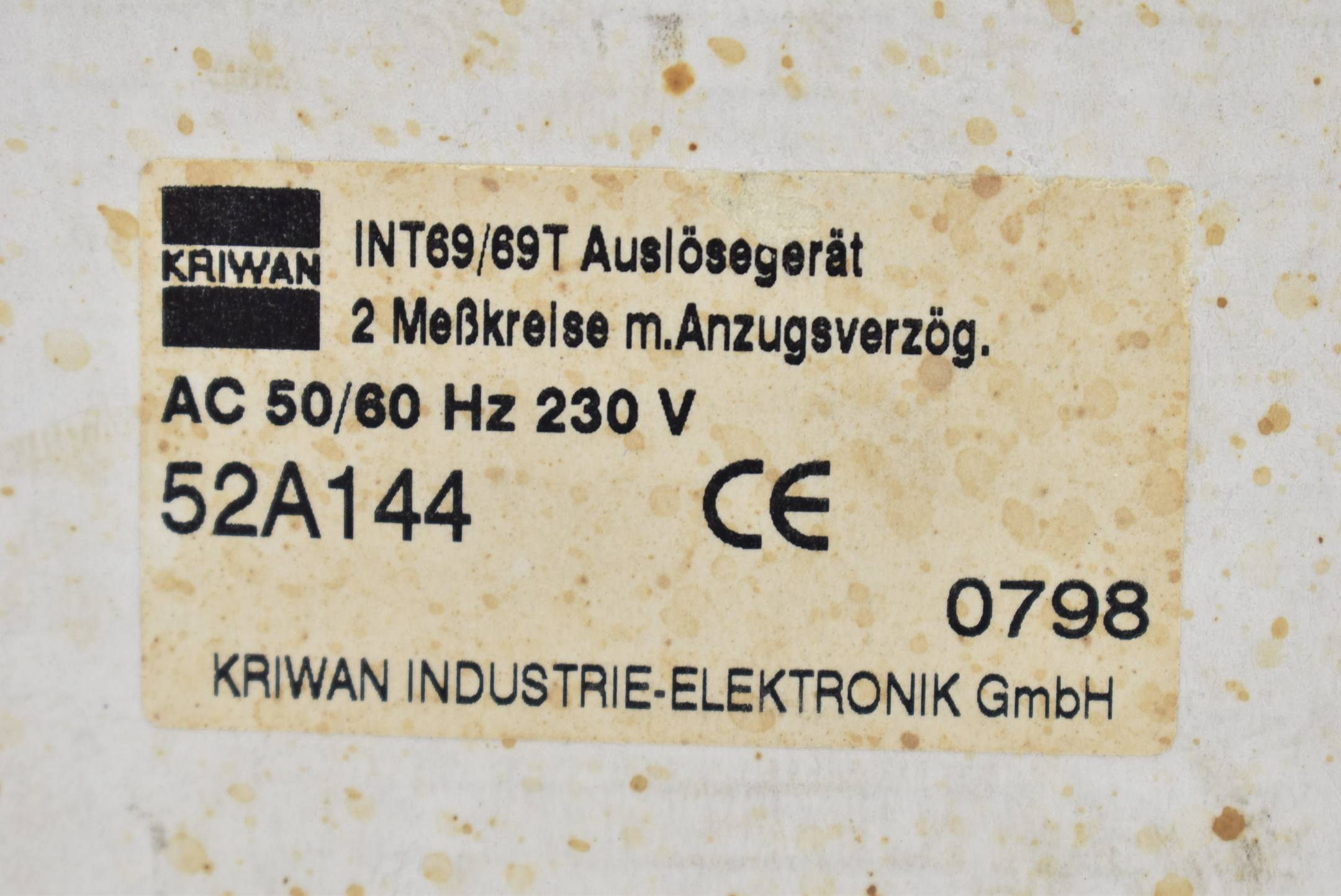 Kriwan INT59/69T Auslösegerät AC 50/60Hz 230V 52A144