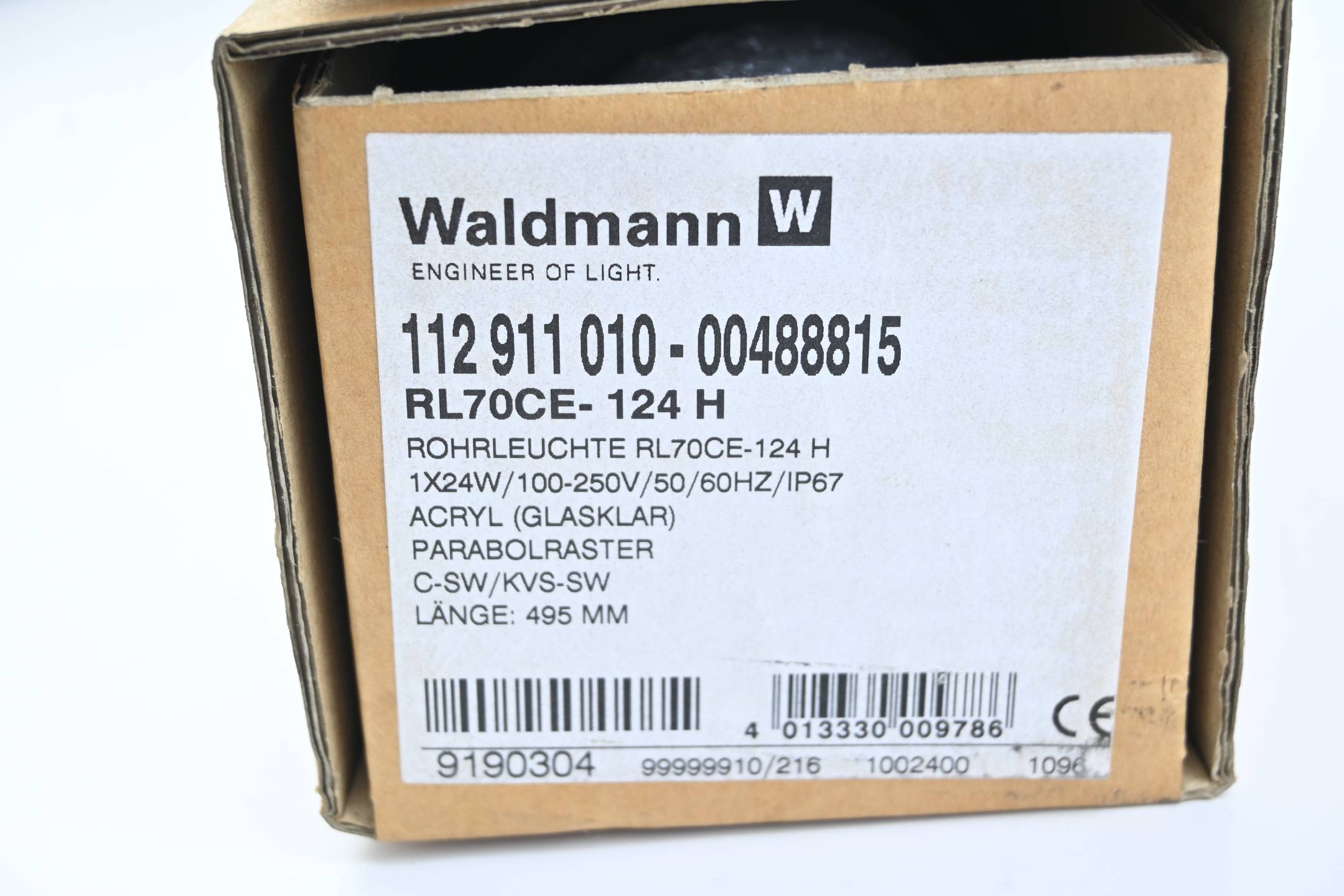Waldmann Rohrleuchte RL70CE-124H ( 112911010-00488815 ) Länge 495mm