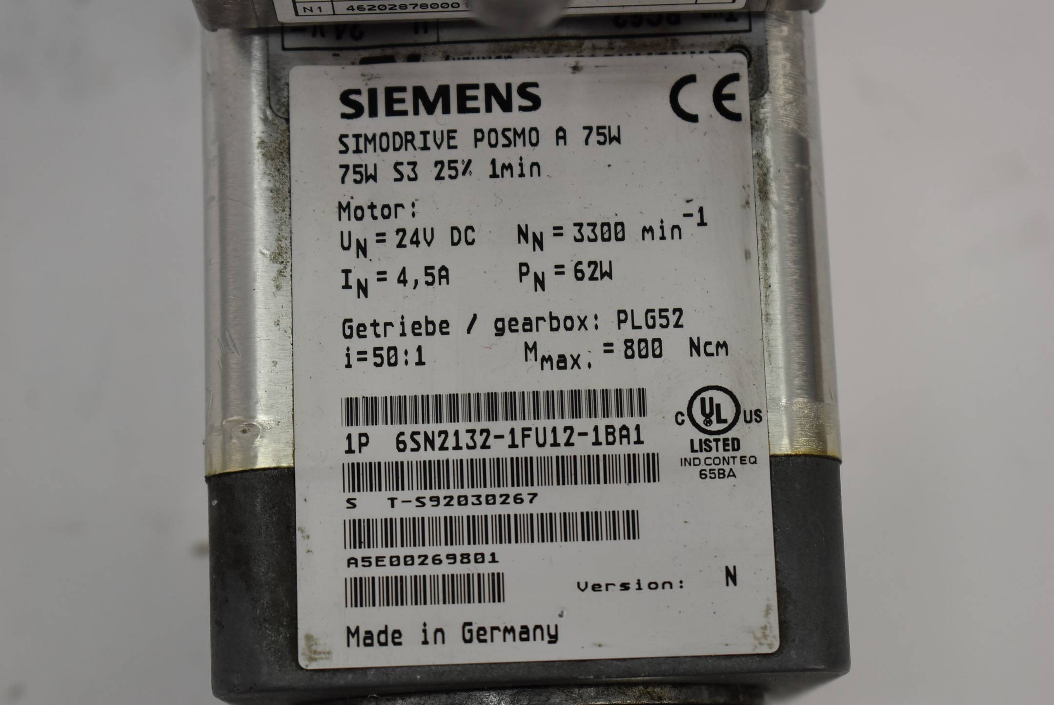 Siemens simodrive POSMO A 6SN2132-1FU12-1BA1 ( 6SN2 132-1FU12-1BA1 ) Version N