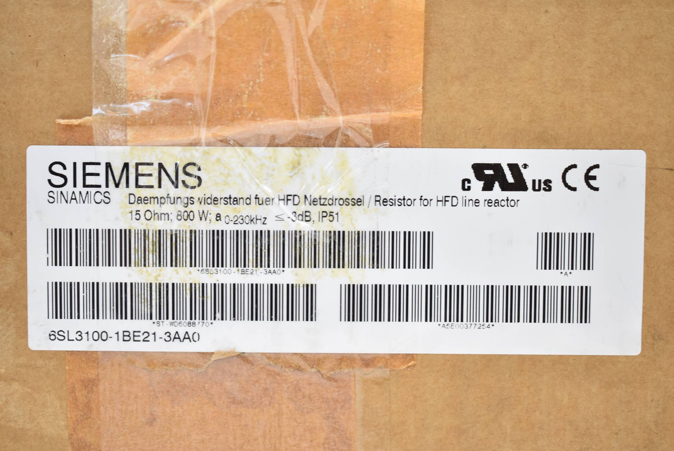 Siemens Sinamics Dämpfungswiderstand 6SL3100-1BE21-3AA0 ( 6SL3 100-1BE21-3AA0 )