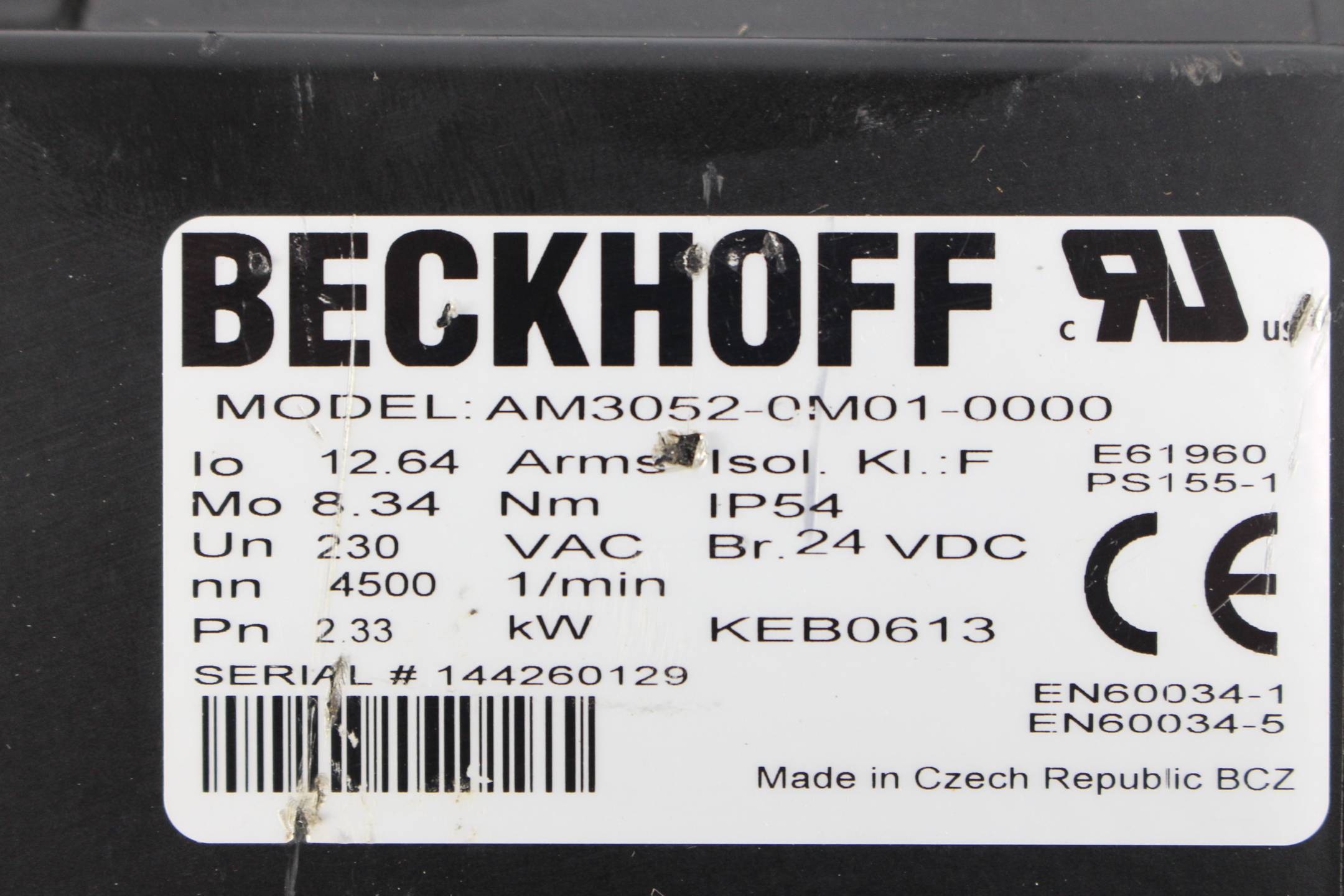 Beckhoff Servomotor AM3052 8,60Nm AM3052-0M01-0000