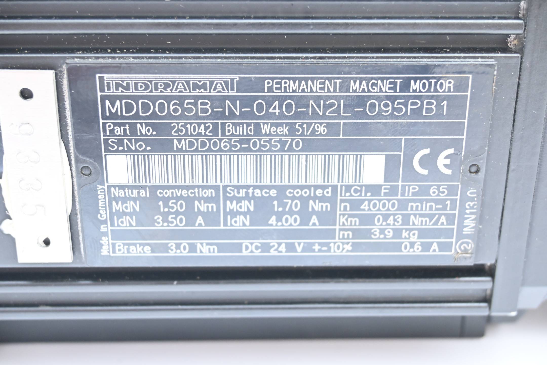 Indramat Permanent Magnet Motor MDD065B-N-040-N2L-095PB1 ( 251042 )