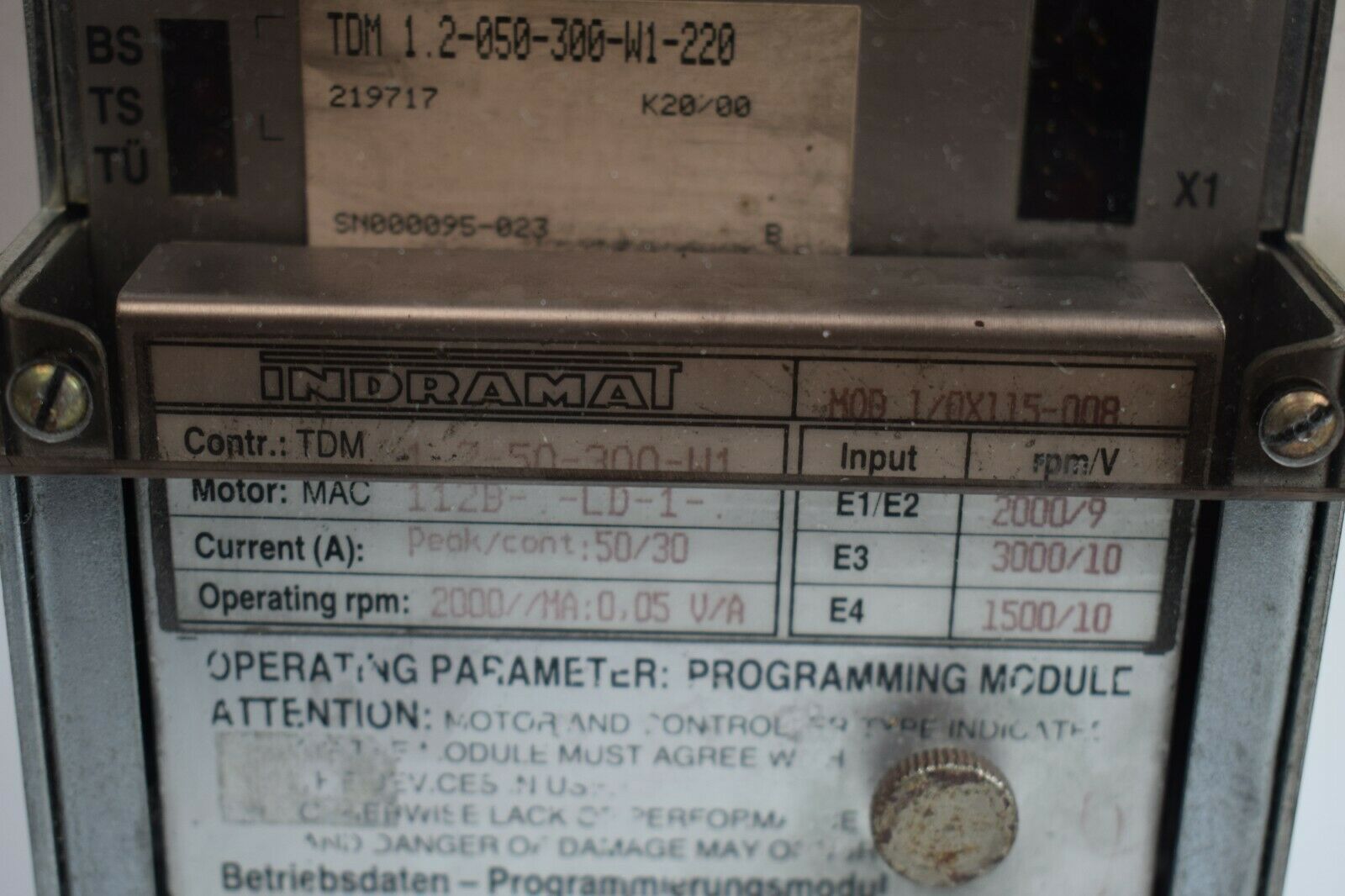 Indramat A.C. Servo Controller TDM 1.2-050-300-W1-220 + MOD1/0X115-008