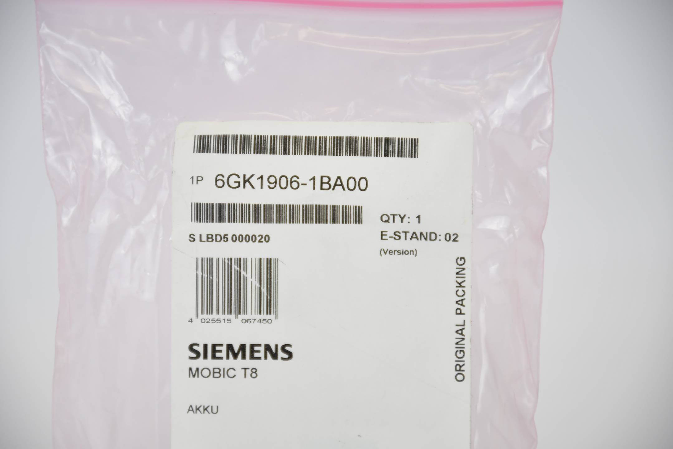 Siemens simatic HMI mobic T8 battery 6GK1906-1BA00 ( 6GK1 906-1BA00 )