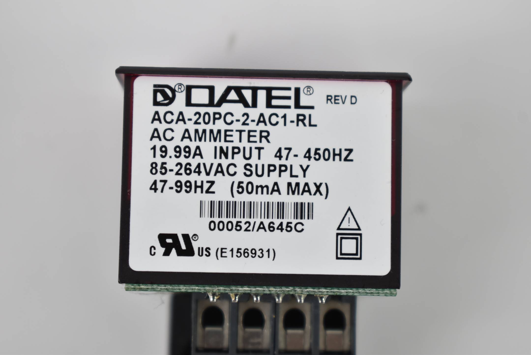 Murata Datel AC Ammeter 19,99A 47-450Hz 85-264VAC ACA-20PC-2-AC1-RL
