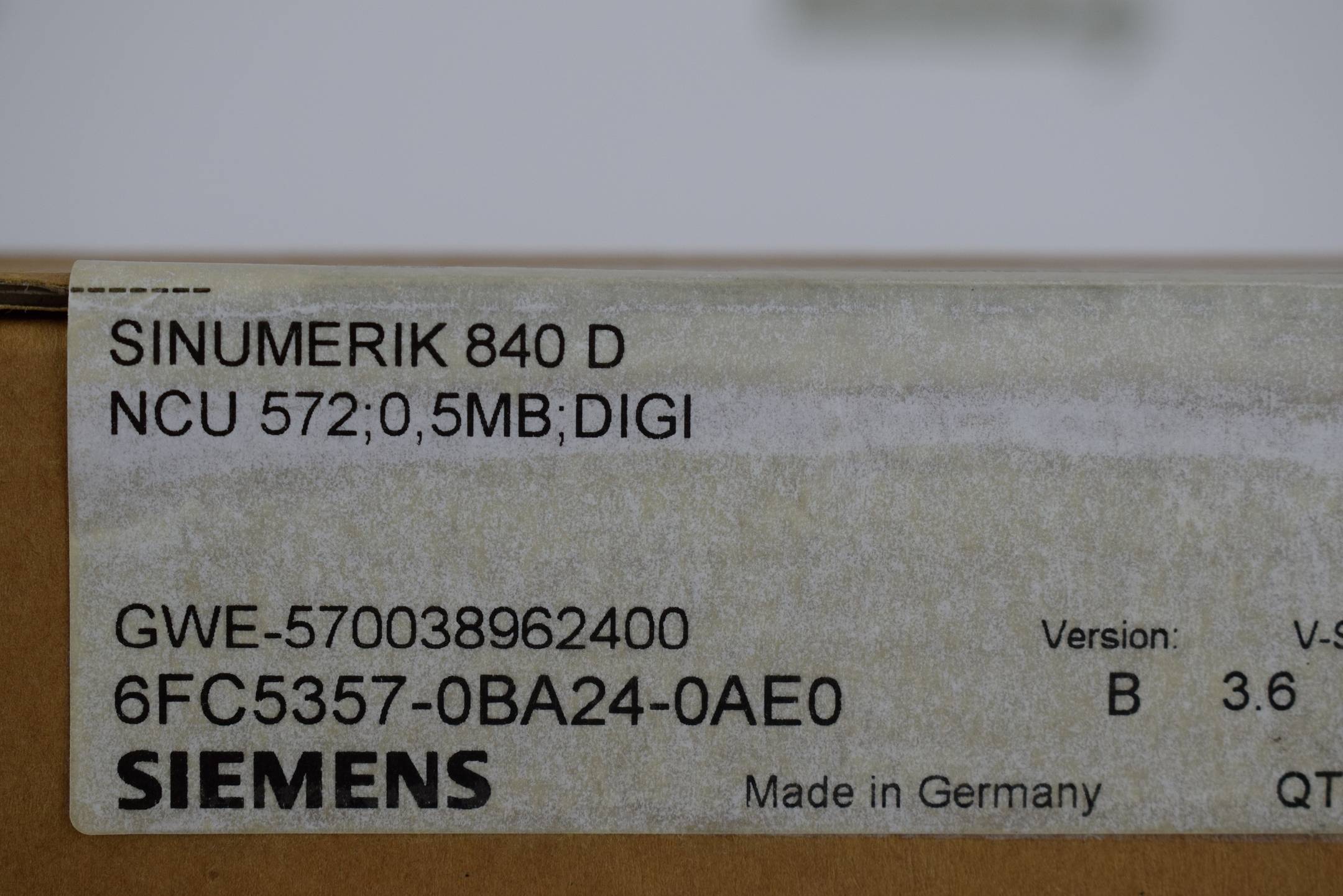 Siemens sinumerik 840 D 6FC5357-0BA24-0AE0 Ver. B 