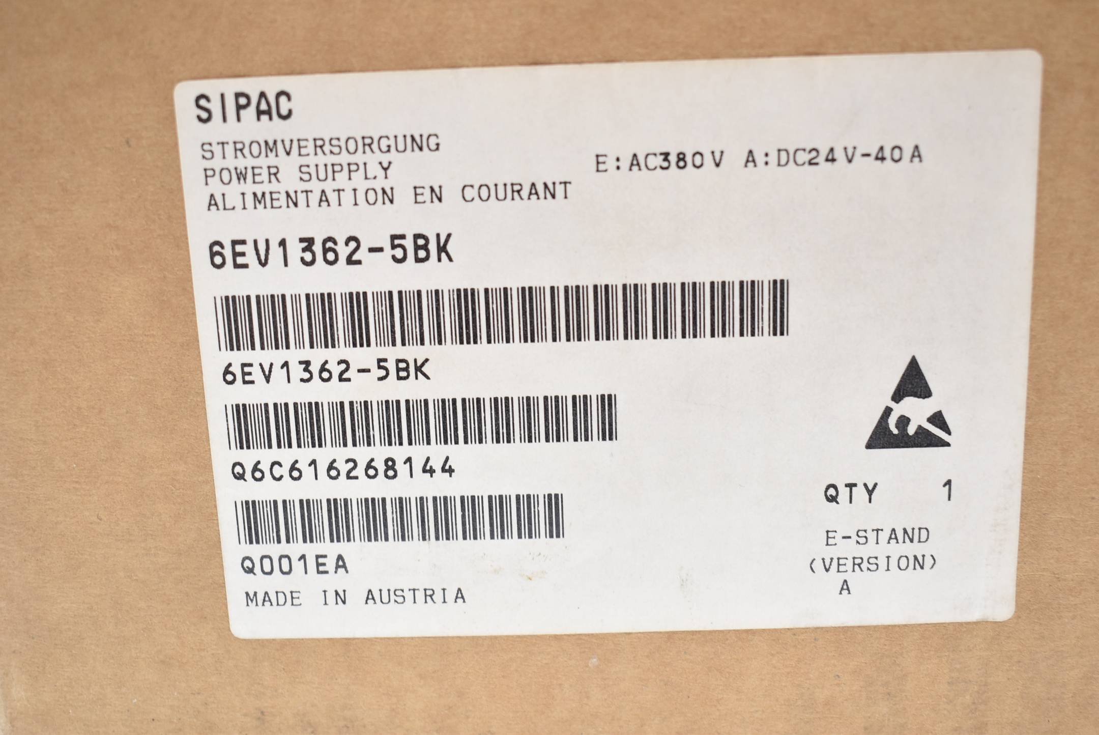 Siemens Einbau Netzgerät 6EV1362-5BK ( 6EV1 362-5BK )