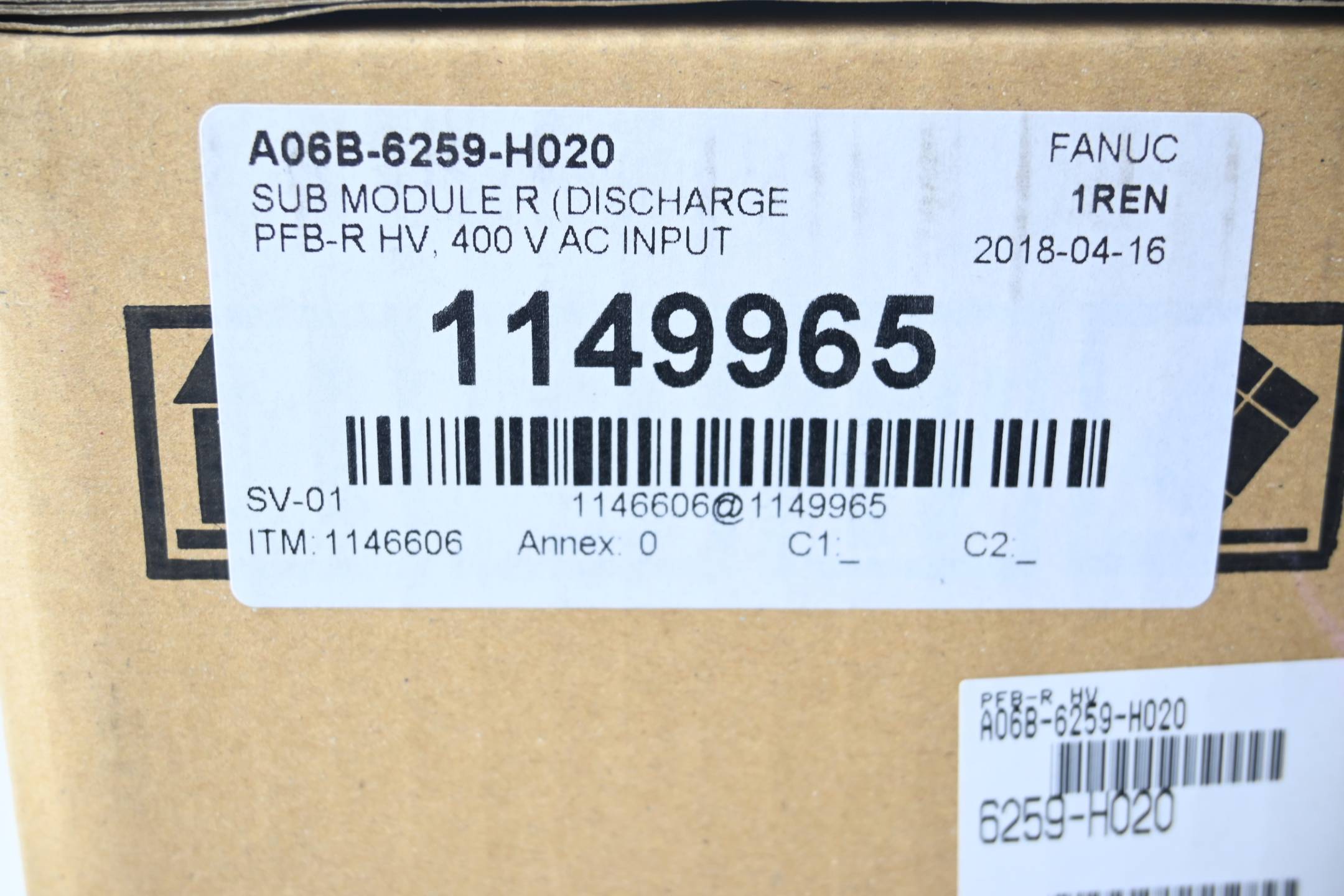 Fanuc Sub Module R Discharge PFB-R HV A06B-6259-H020