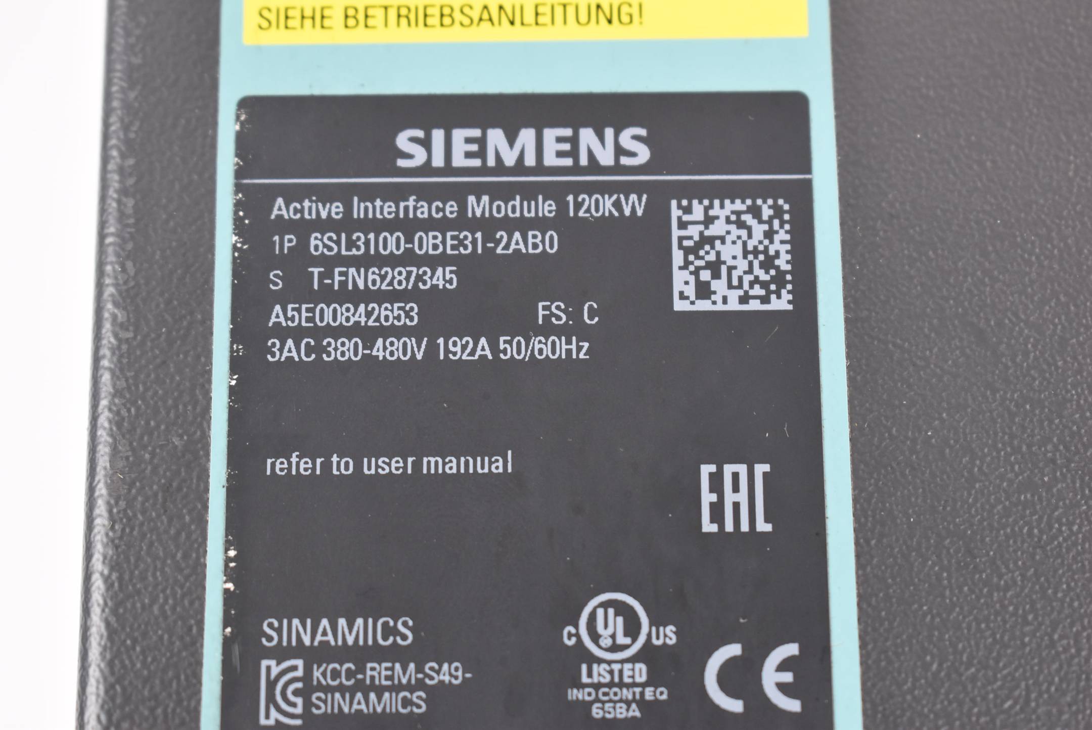 Siemens Active Interface Module 6SL3100-0BE31-2AB0 ( 6SL3 100-0BE31-2AB0 ) E.C