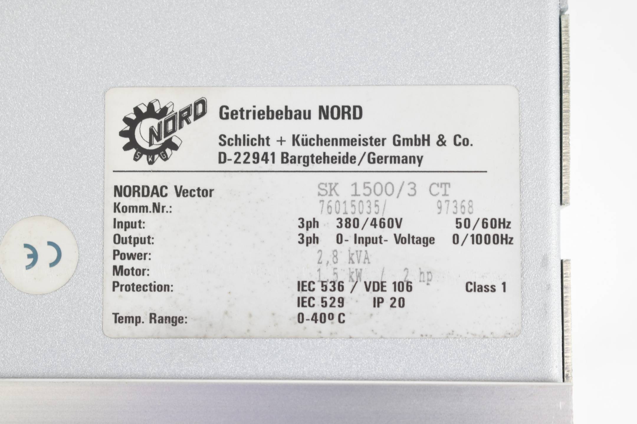 NORDAC Nord vector Frequenzumrichter SK 1500/3 CT ( 76015035 ) SK1500