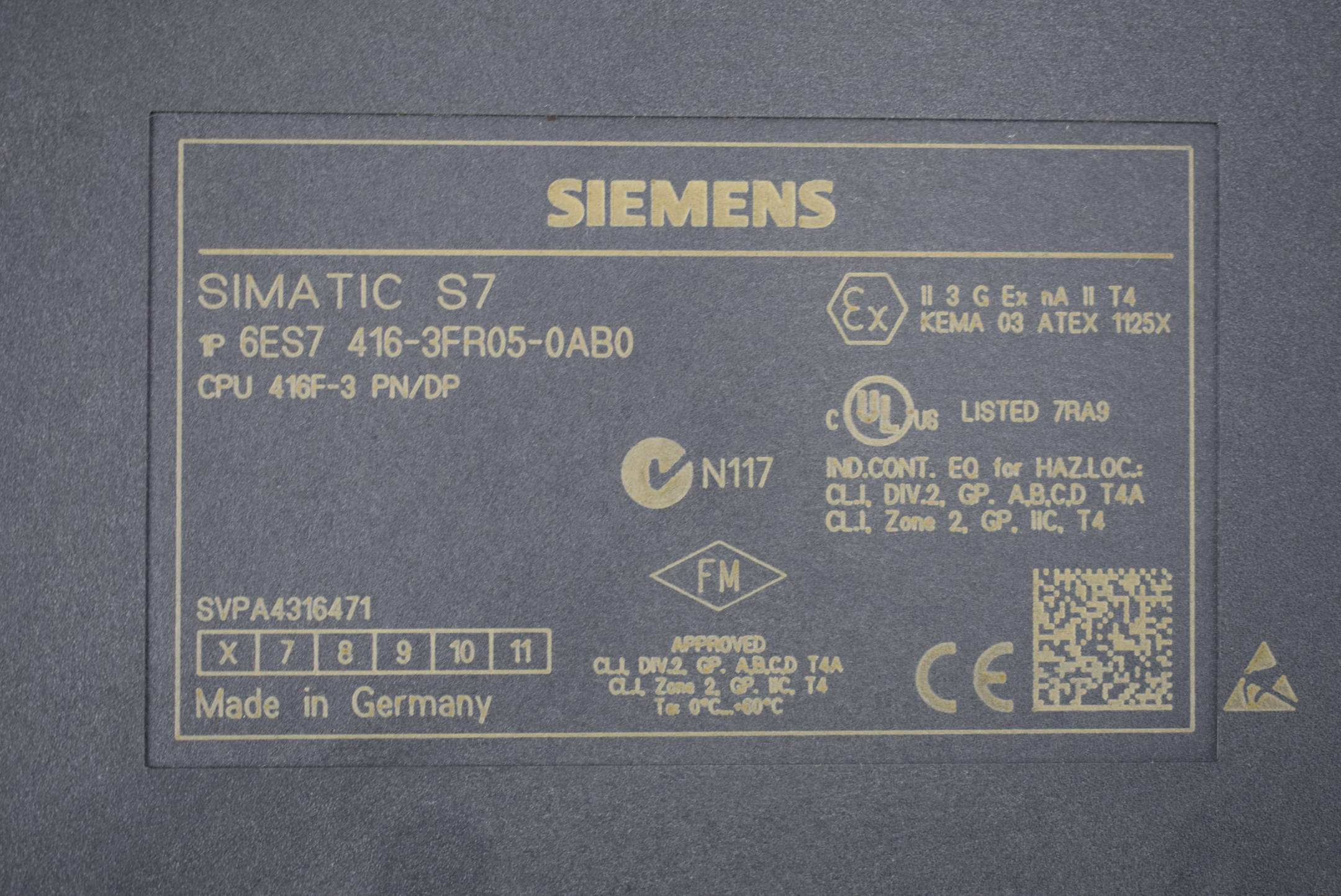 Siemens simatic S7-400 CPU 416F-3 6ES7 416-3FR05-0AB0 ( 6ES7416-3FR05-0AB0 ) E6
