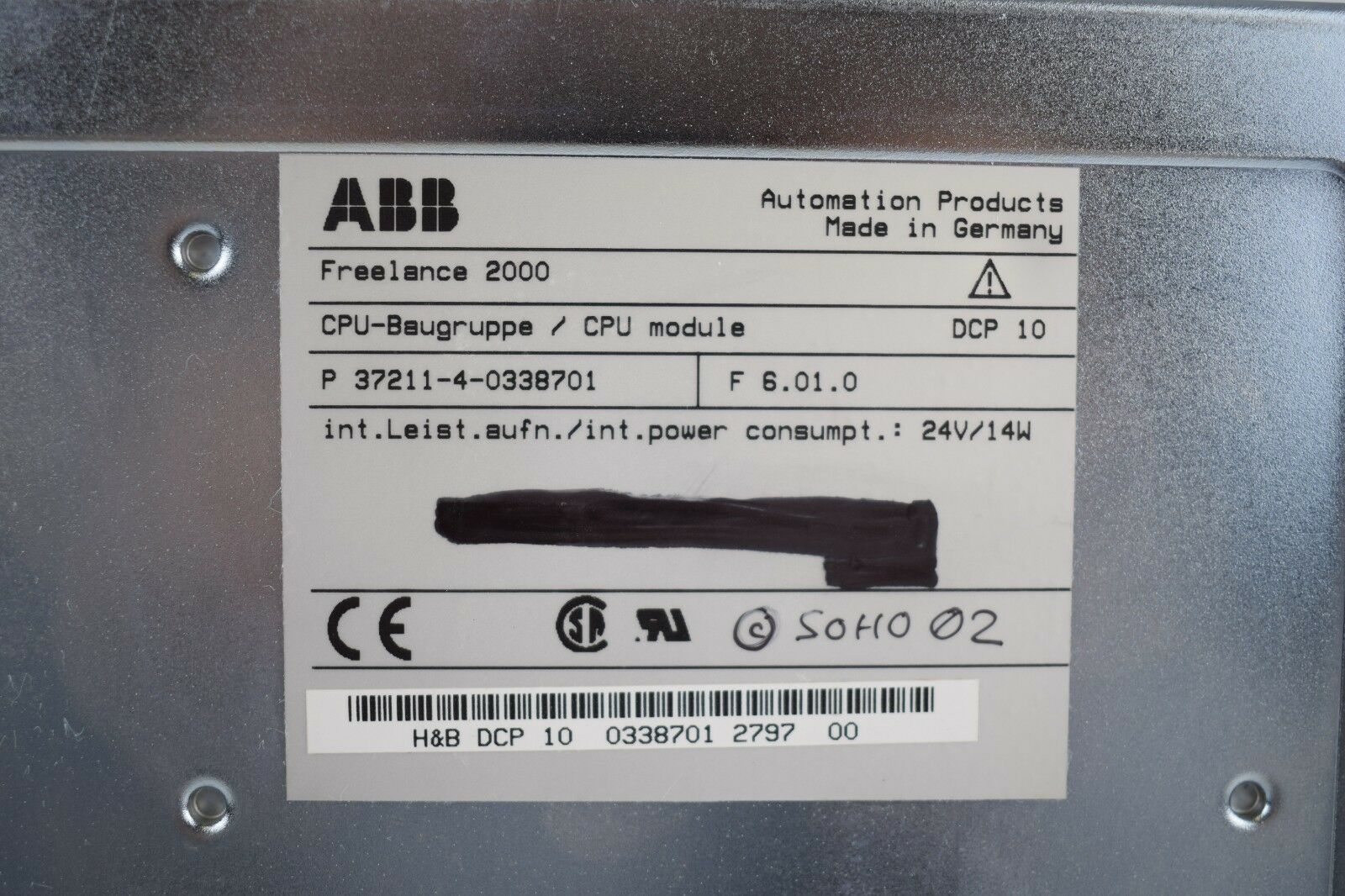 H&B / ABB Freelance CPU module 2000 37211-4-0338701