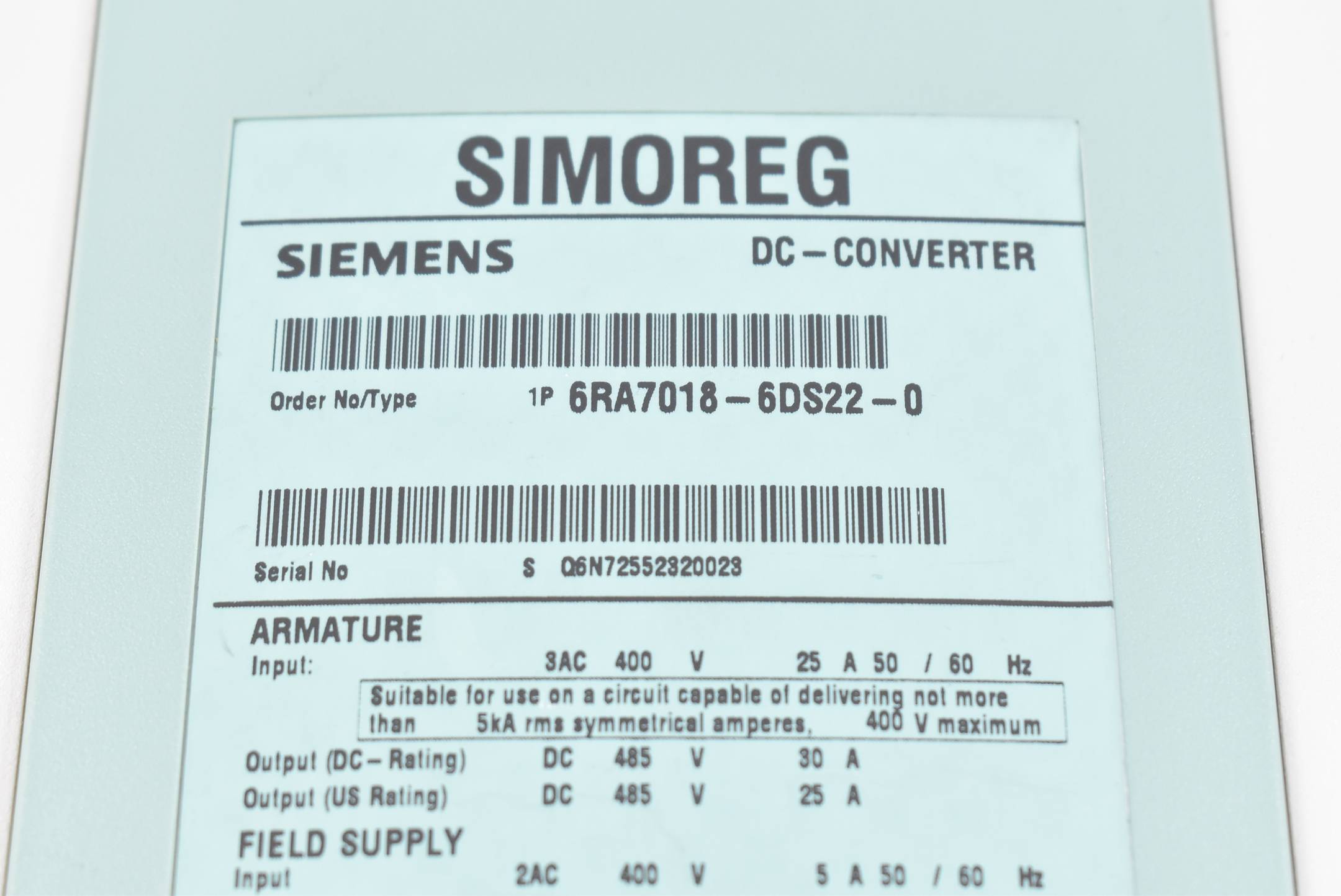 Siemens Simoreg DC-Master Stromrichtergerät 6RA7018-6DS22-0 ( 6RA7 018-6DS22-0 )
