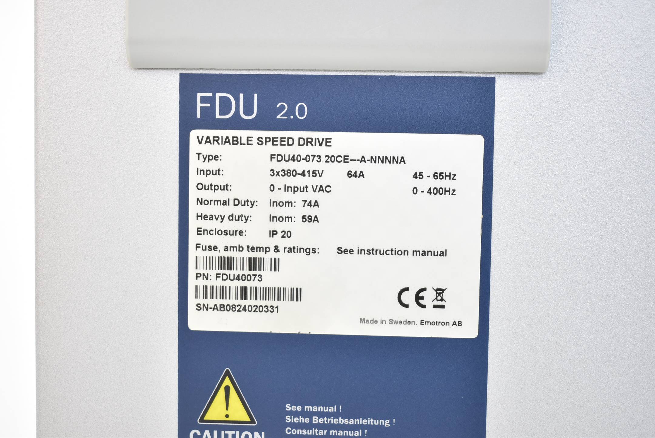 Emotron Variable Speed Drive FDU40-073 20CE---AA-NNNNA-64A ( FDU40073 )