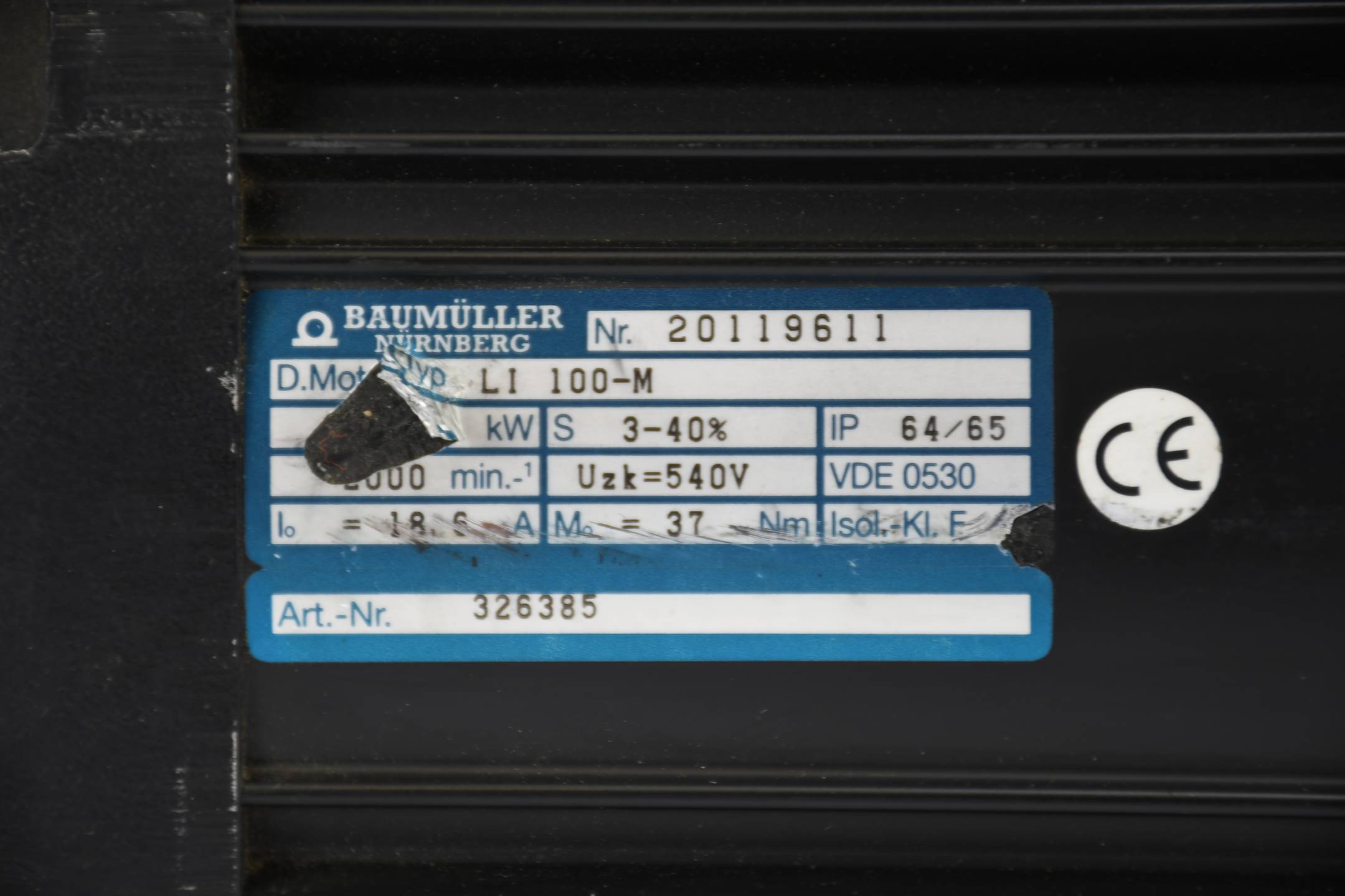 Baumüller Nürnberg Servo Motor LI 100-M ( LI100-M ) 326385