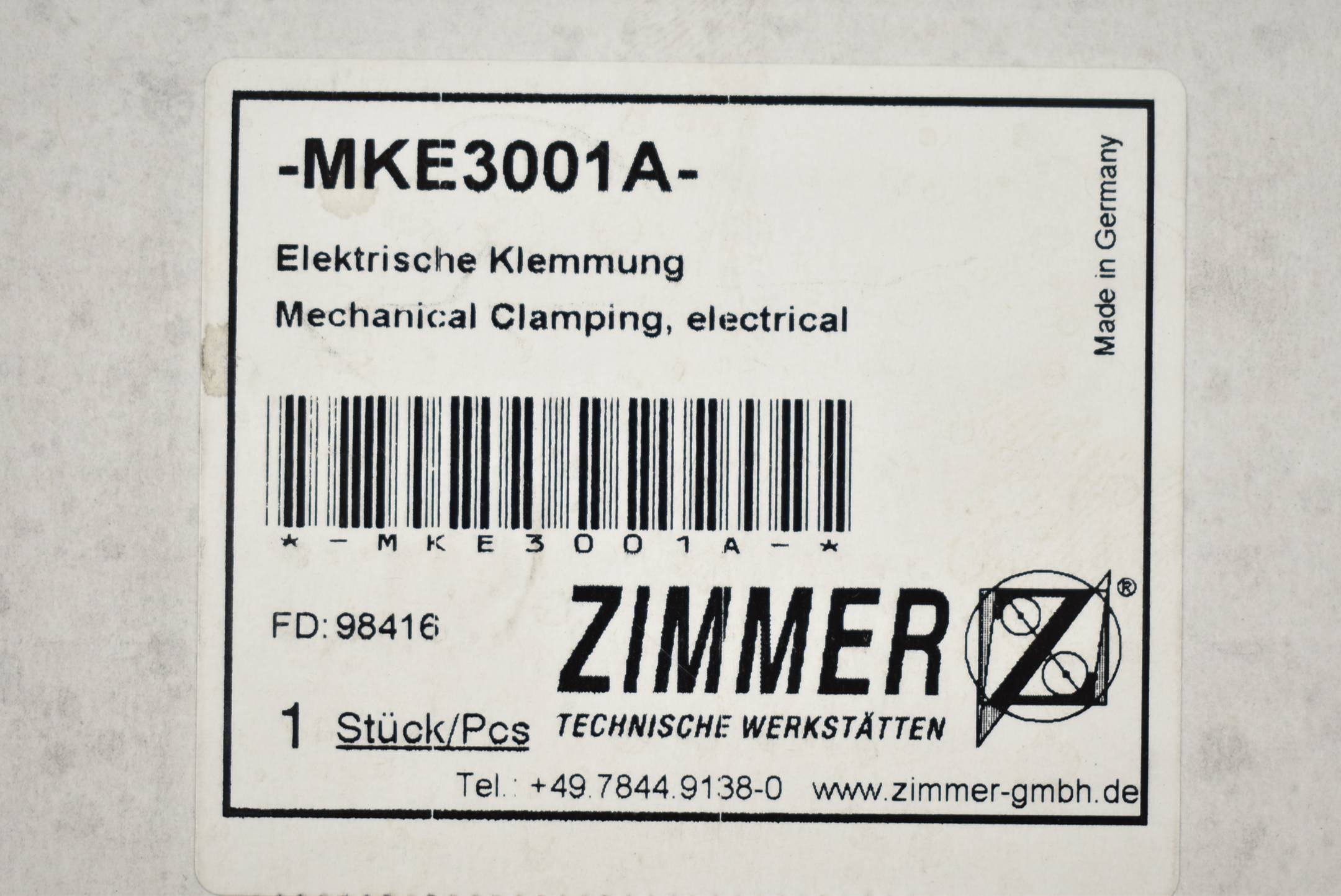 Zimmer Elektrische Klemmung MKE3001A ( MKE 3001A )